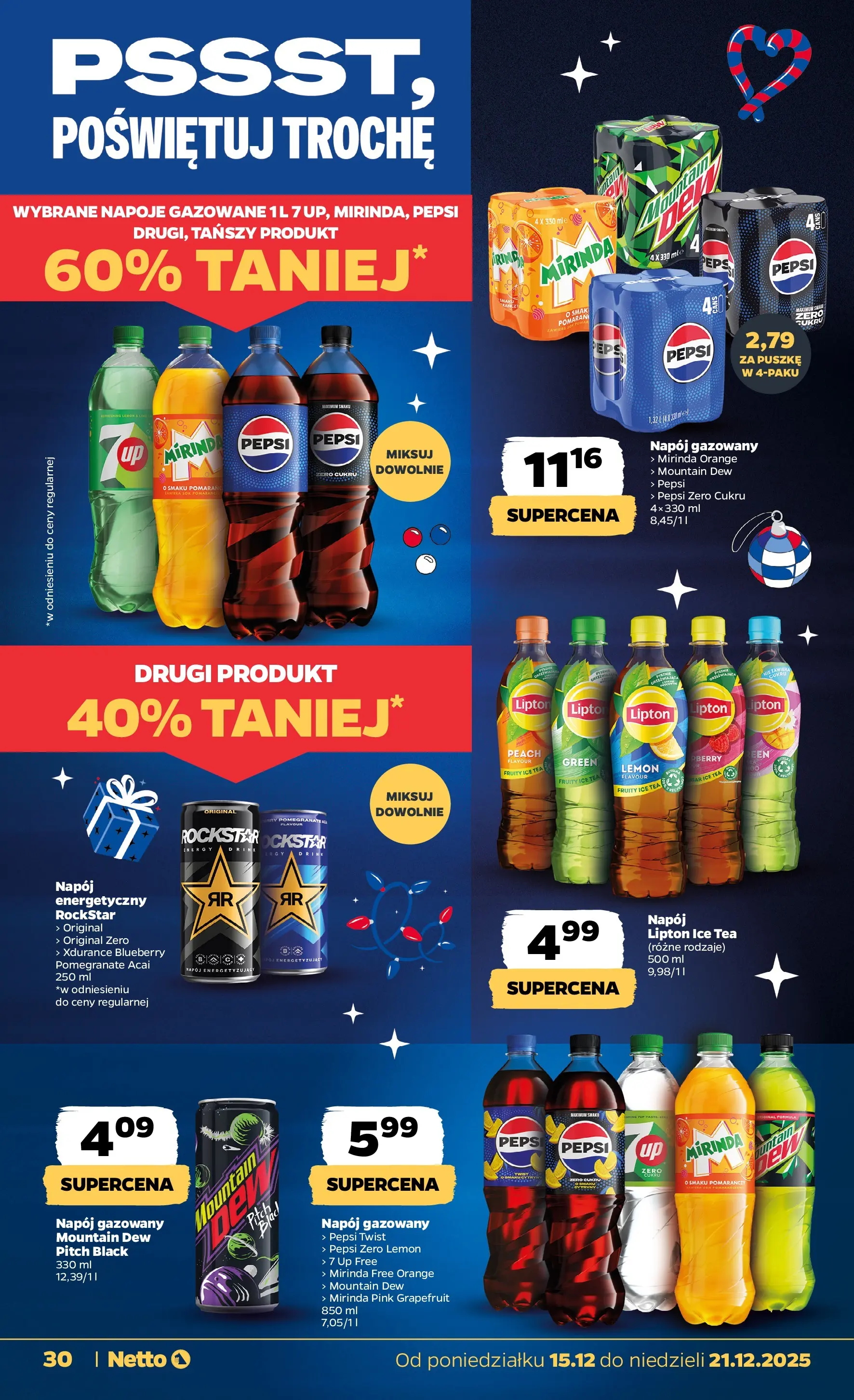 Netto gazetka - Spożywcza od 15.12.2025 - Aktualne promocje | Strona: 30 | Produkty: Ice Tea, Pepsi, Cytryny, Sok