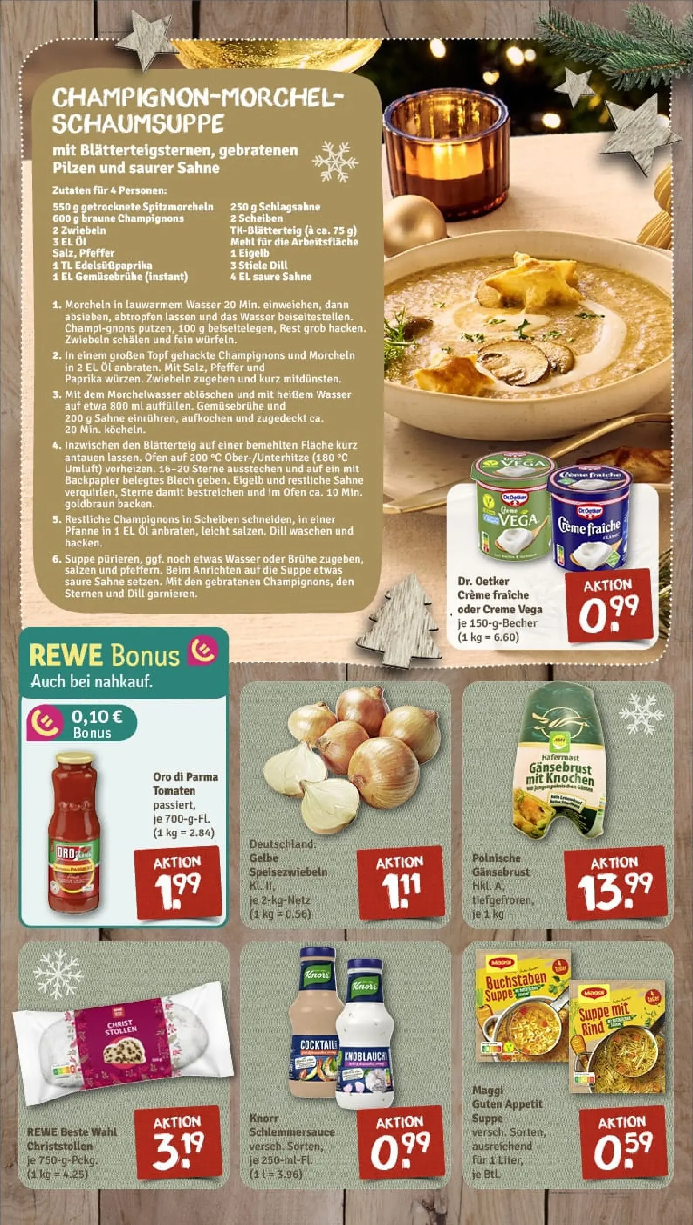 REWE Prospekt ab 15.12.2025 zum Blättern » Angebote | Seite: 8 | Produkte: Zwiebeln, Wasser, Dill, Sahne