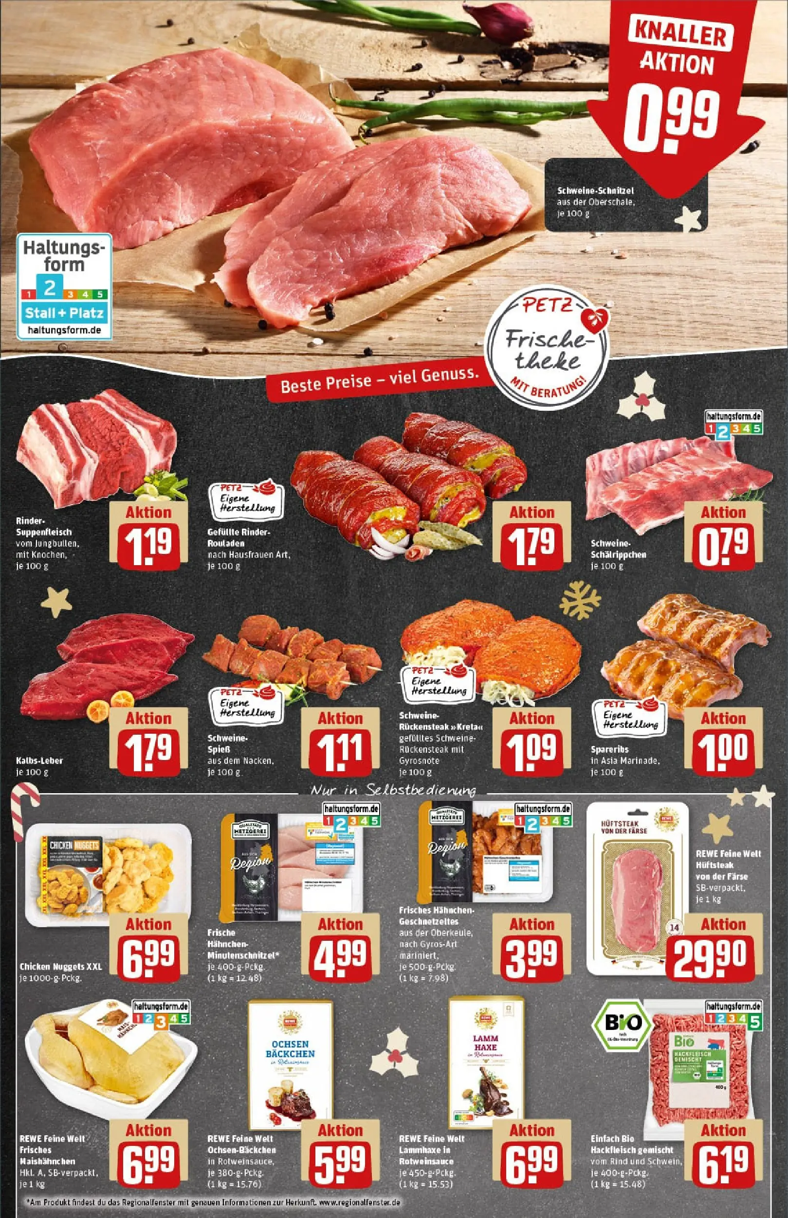 REWE Prospekt ab 15.12.2025 zum Blättern » Angebote | Seite: 8 | Produkte: Theke, Suppenfleisch, Steak, Hackfleisch
