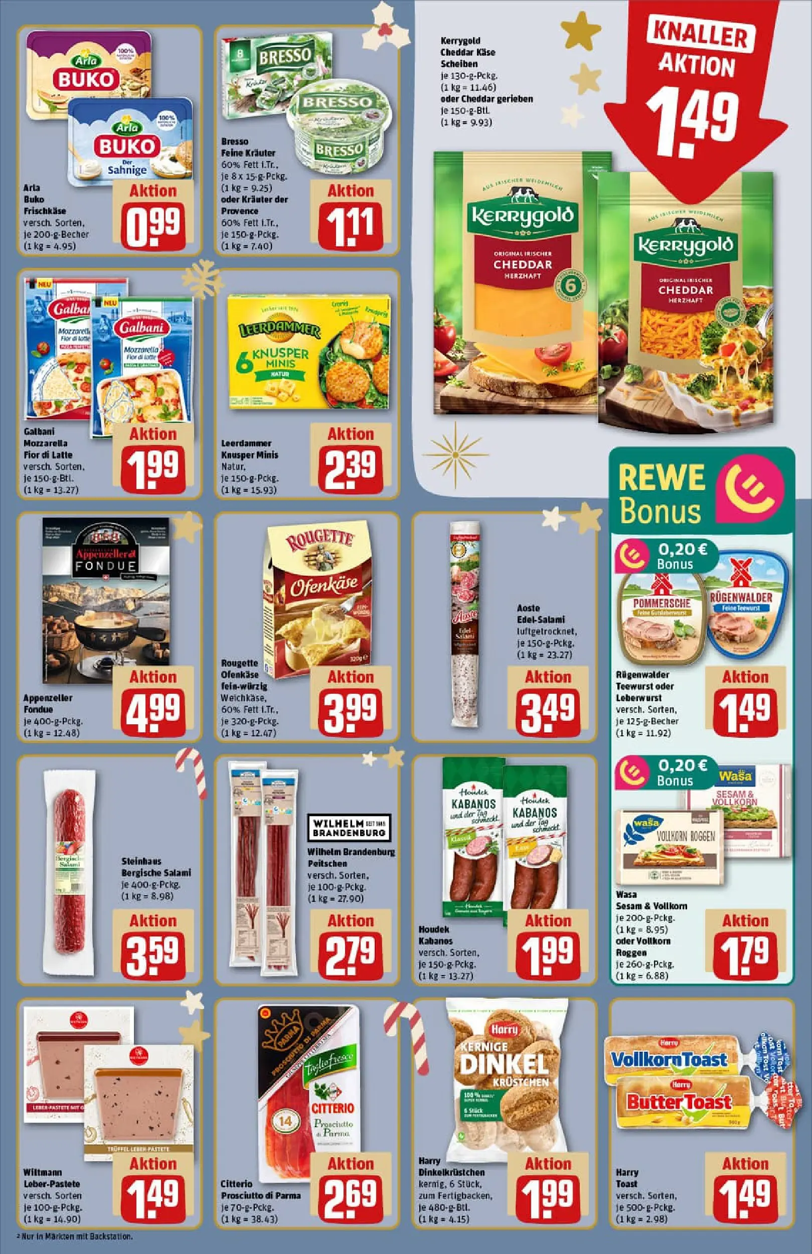 REWE Prospekt ab 15.12.2025 zum Blättern » Angebote | Seite: 13 | Produkte: Butter, Toast, Rougette ofenkase, Fondue