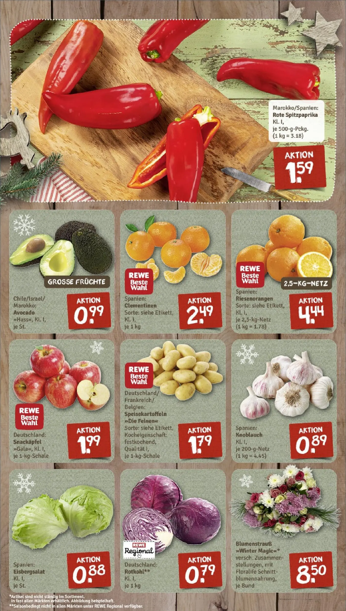 REWE Prospekt ab 15.12.2025 zum Blättern » Angebote | Seite: 4 | Produkte: Rotkohl, Eisbergsalat, Apple, Knoblauch