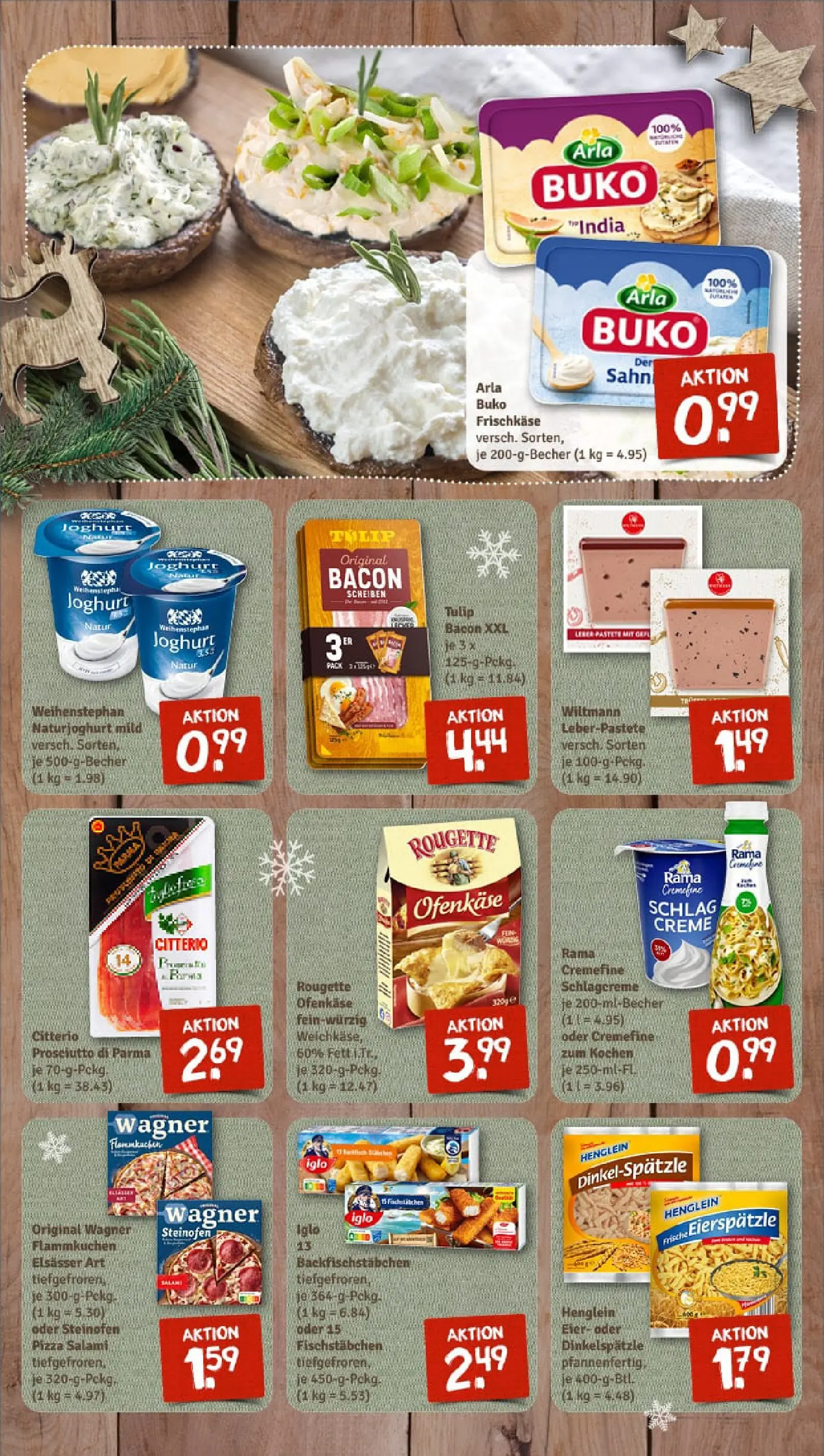 REWE Prospekt ab 15.12.2025 zum Blättern » Angebote | Seite: 11 | Produkte: Fischstabchen, Arla buko, Salami, Pizza