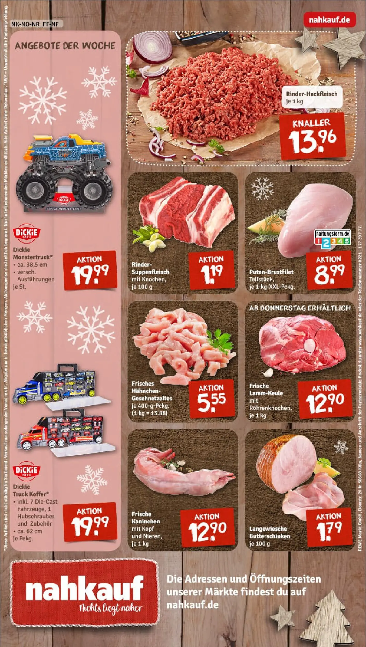 REWE Prospekt ab 15.12.2025 zum Blättern » Angebote | Seite: 12 | Produkte: Lammkeule, Hahnchen, Kaninchen, Suppenfleisch