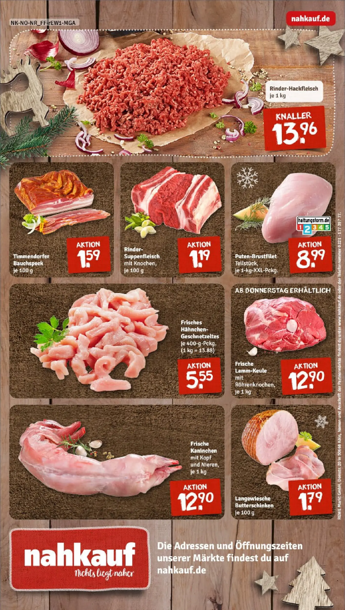 REWE Prospekt ab 15.12.2025 zum Blättern » Angebote | Seite: 16 | Produkte: Lammkeule, Hahnchen, Kaninchen, Suppenfleisch