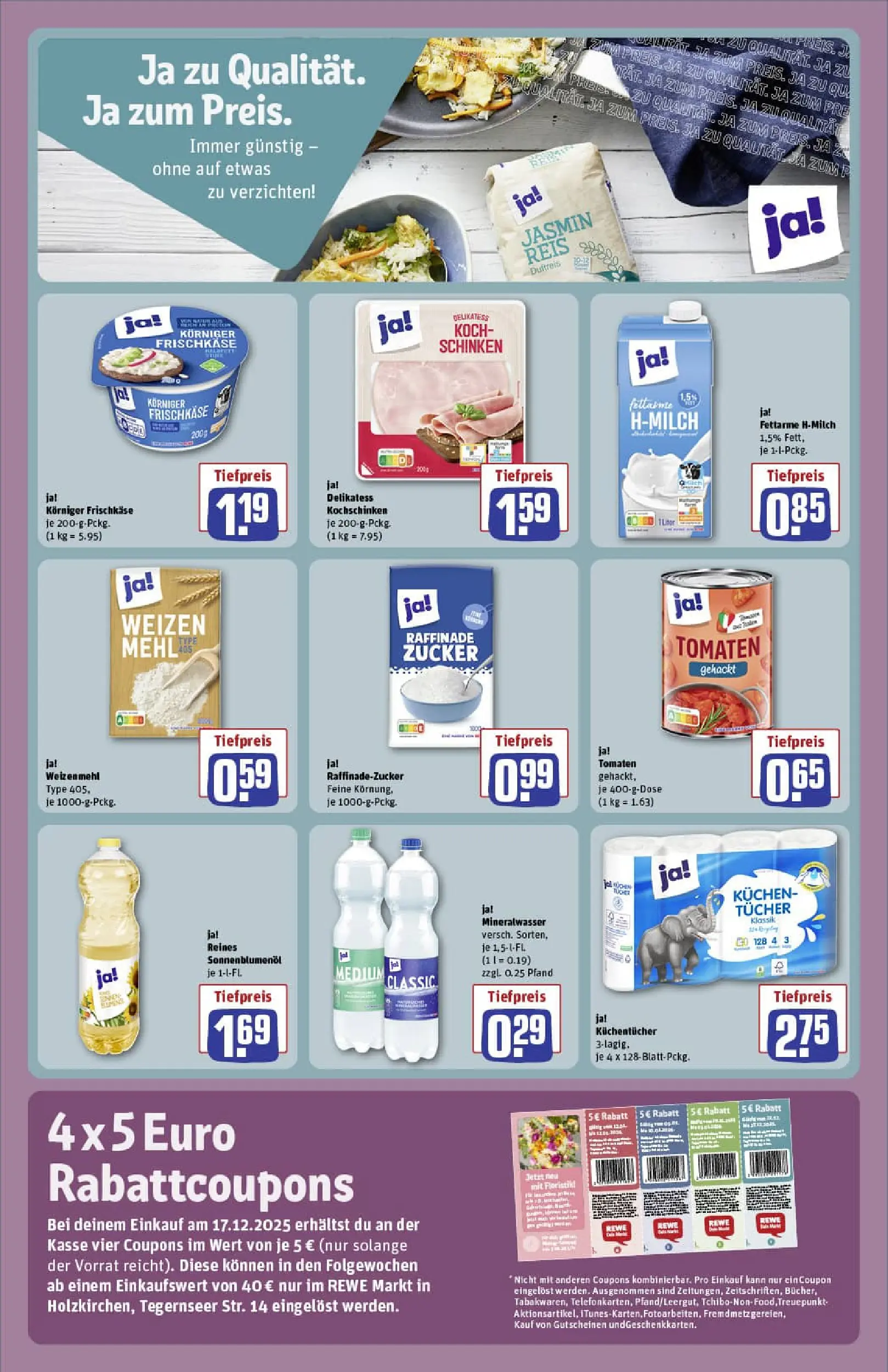 REWE Prospekt ab 15.12.2025 zum Blättern » Angebote | Seite: 3 | Produkte: Sonnenblumenol, Mineralwasser, Reis, Kuchen