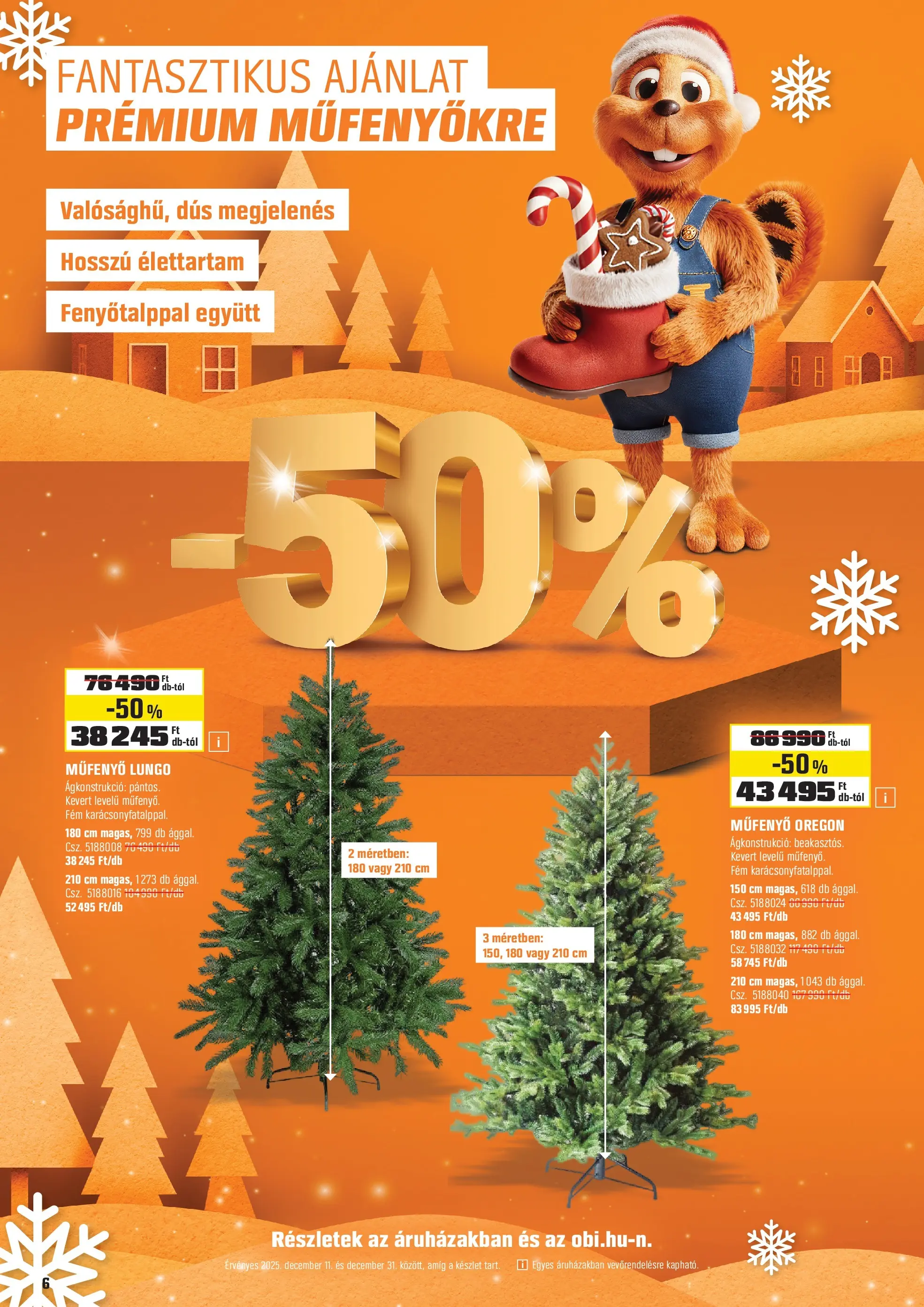 OBI akciós újság 12.02. > Karácsonyi katalógus 2025 🎄 | Oldal: 6 | Termékek: Karácsonyfa, Dekoráció
