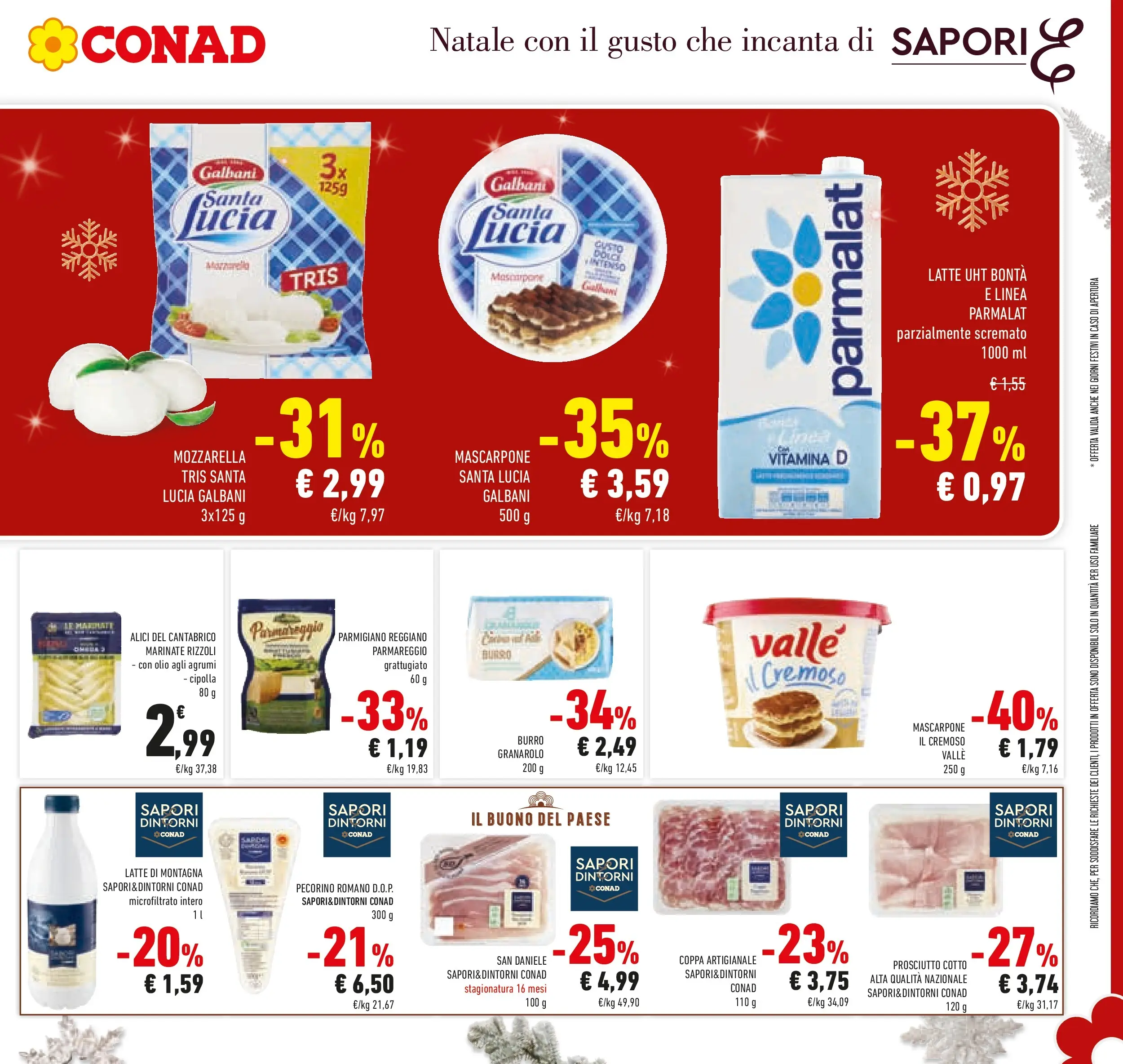 Volantino Conad dal 14/12/2025 > Anteprima | Pagina: 31 | Prodotti: Burro, Latte parzialmente scremato, Parmigiano reggiano, Parmigiano