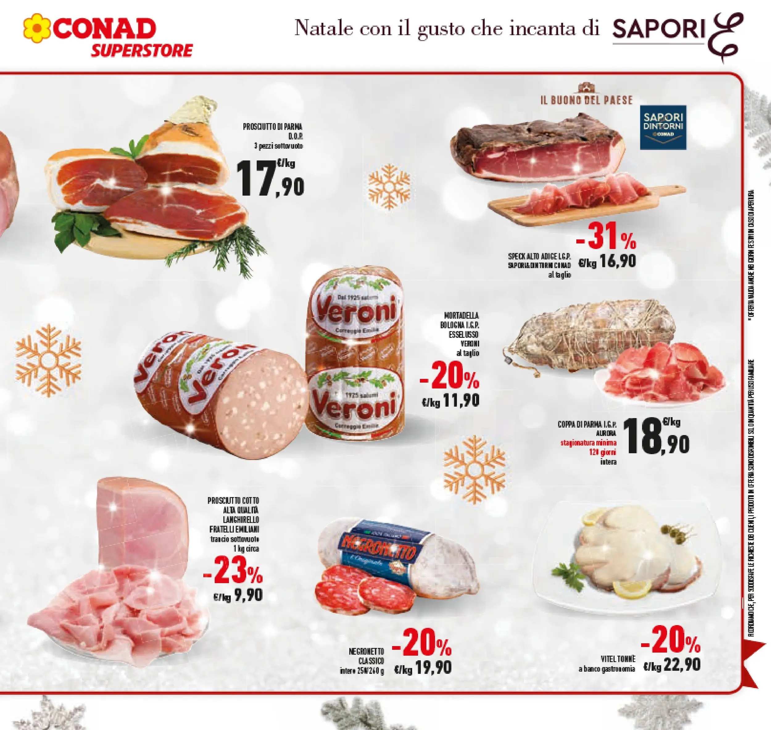 Volantino Conad dal 14/12/2025 > Anteprima | Pagina: 21 | Prodotti: Speck, Prosciutto di Parma, Prosciutto Cotto, Mortadella