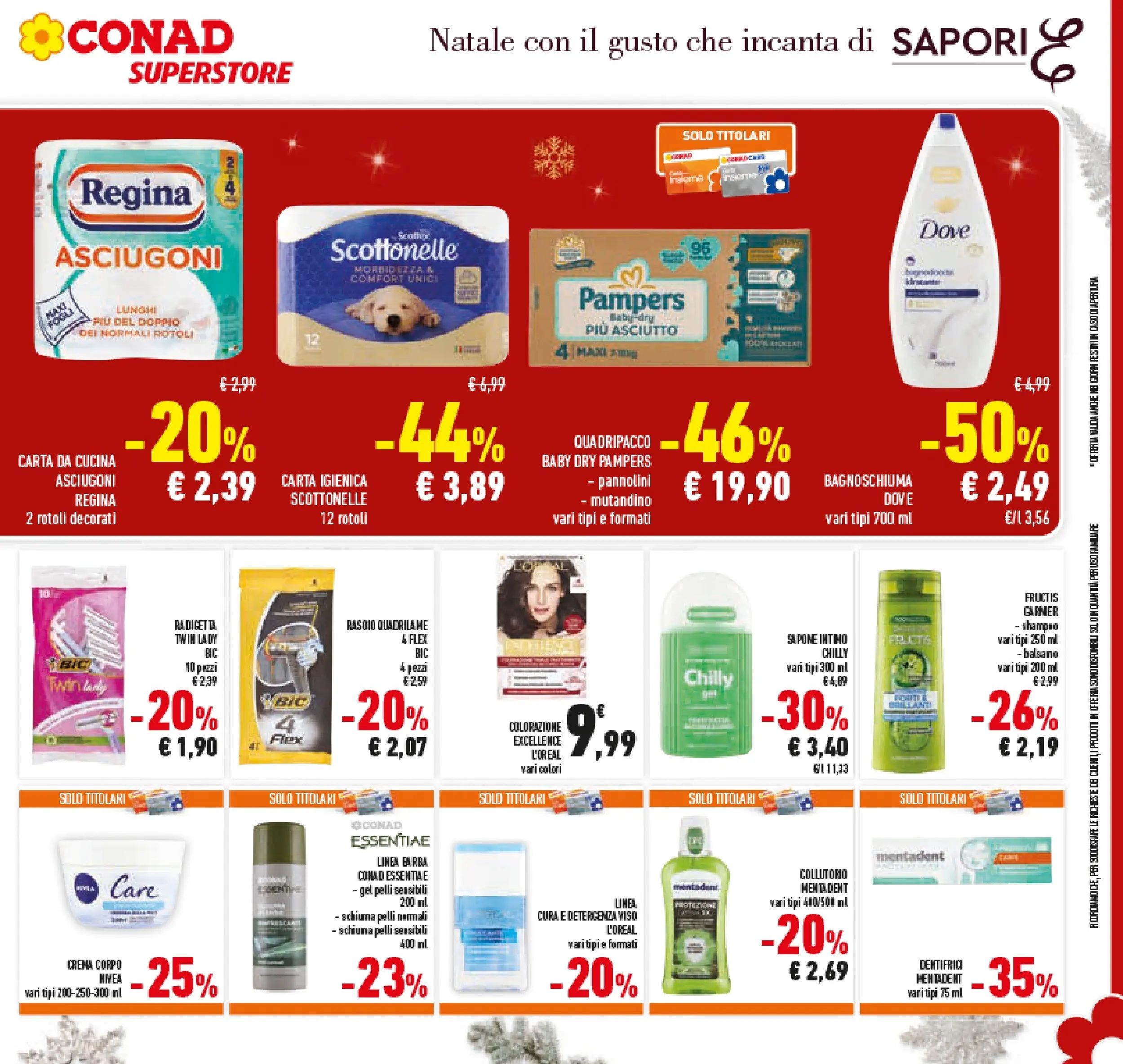 Volantino Conad dal 14/12/2025 > Anteprima | Pagina: 39 | Prodotti: Pannolini, Rasoio, Carta igienica, Menta