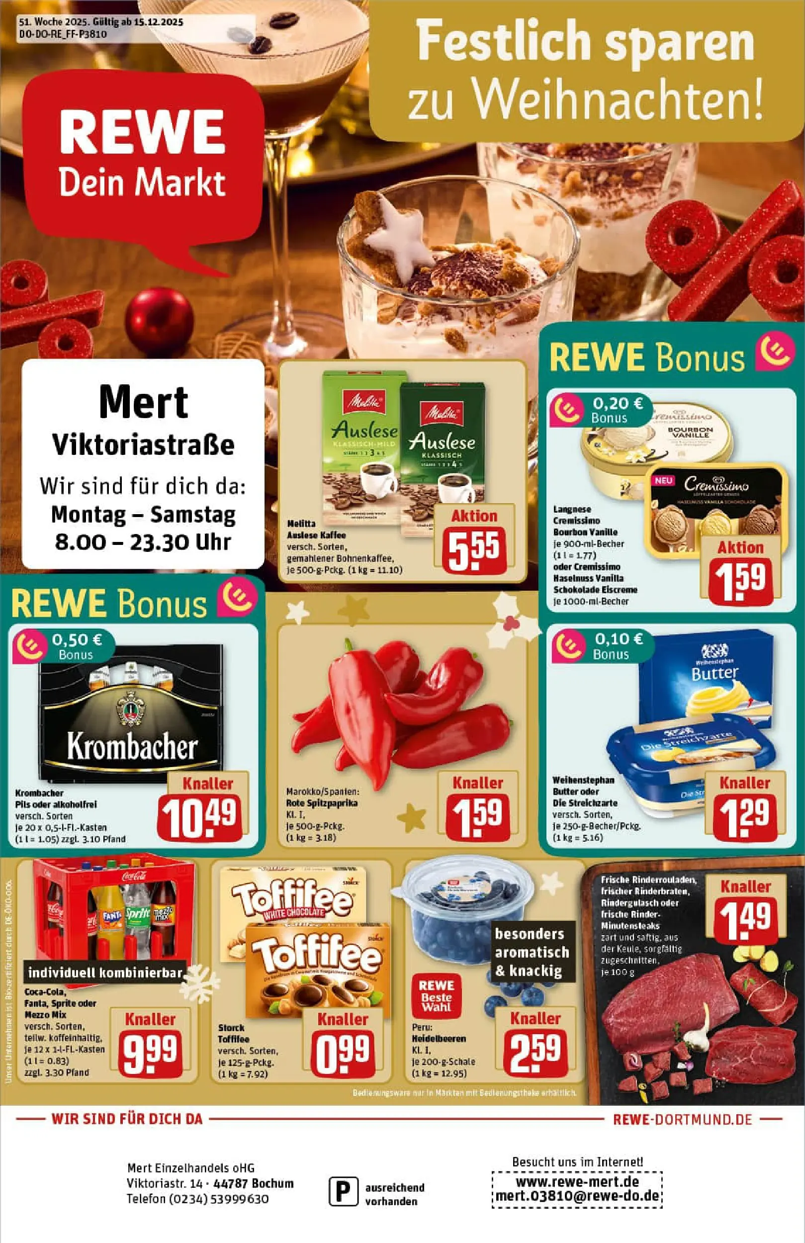 REWE Prospekt ab 15.12.2025 zum Blättern » Angebote | Seite: 1 | Produkte: Langnese cremissimo, Cremissimo, Kaffee, Uhr