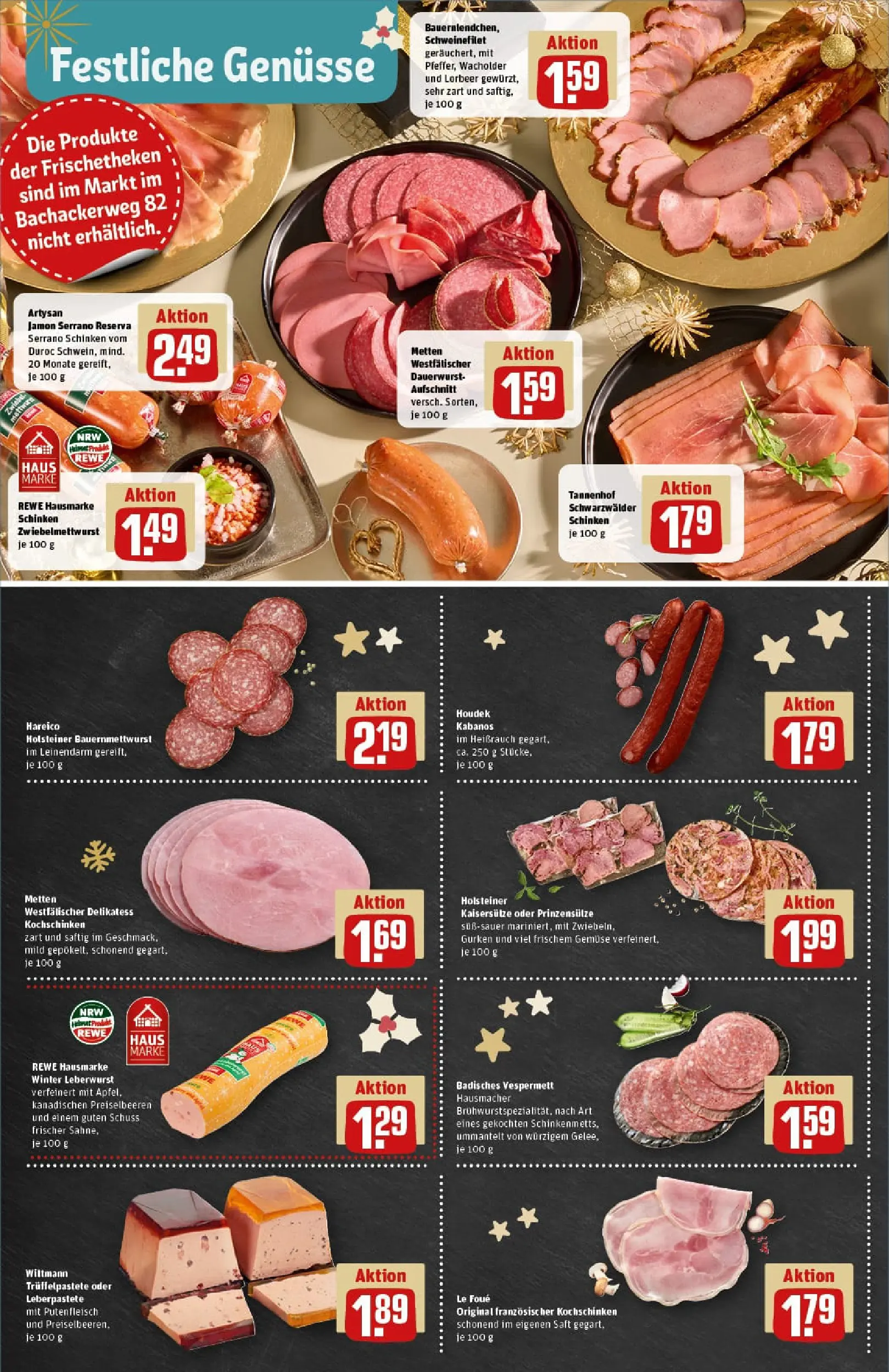 REWE Prospekt ab 15.12.2025 zum Blättern » Angebote | Seite: 8 | Produkte: Schweinefilet, Schinken, Saft, Gurken