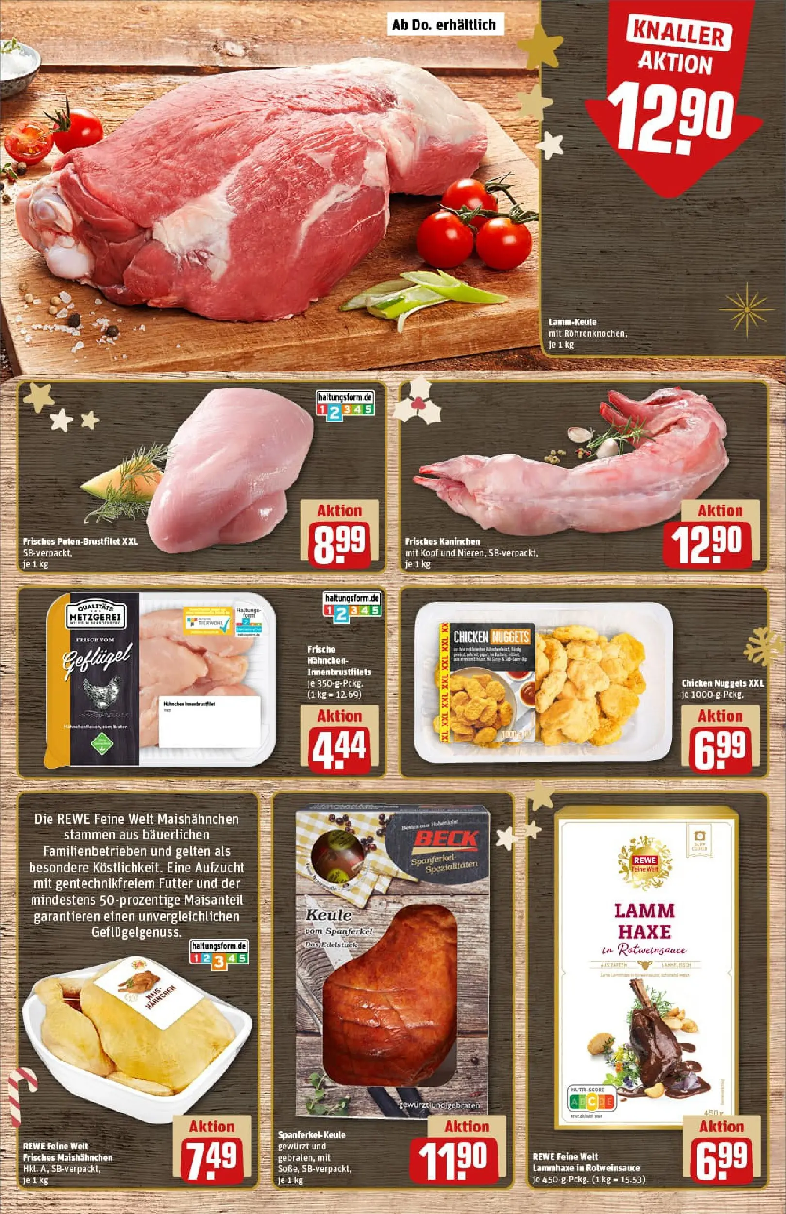 REWE Prospekt ab 15.12.2025 zum Blättern » Angebote | Seite: 12 | Produkte: Lammkeule, Hahnchen, Kaninchen