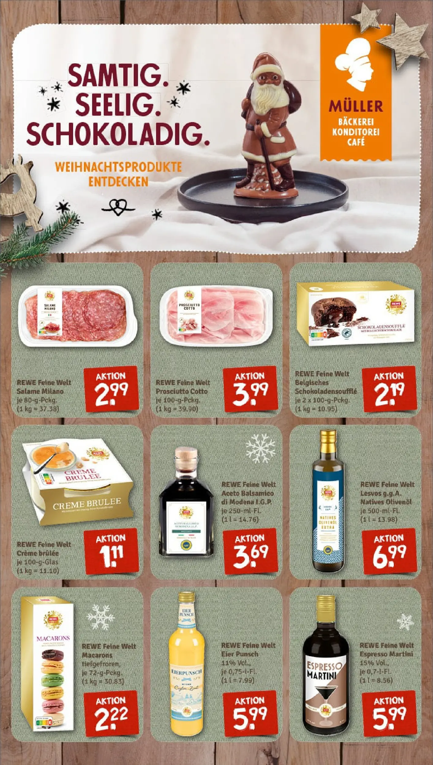 REWE Prospekt ab 15.12.2025 zum Blättern » Angebote | Seite: 11 | Produkte: Balsamico, Olivenol, Creme brulee, Salami