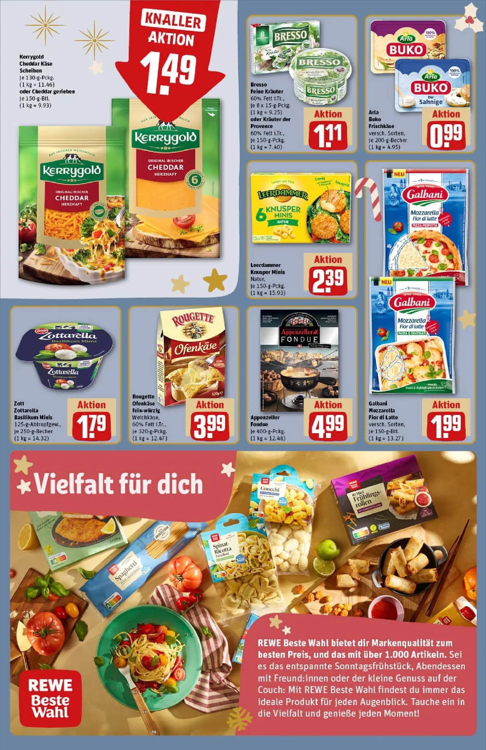 REWE Prospekt ab 15.12.2025 zum Blättern » Angebote | Seite: 14 | Produkte: Käse, Couch, Bresso, Arla buko