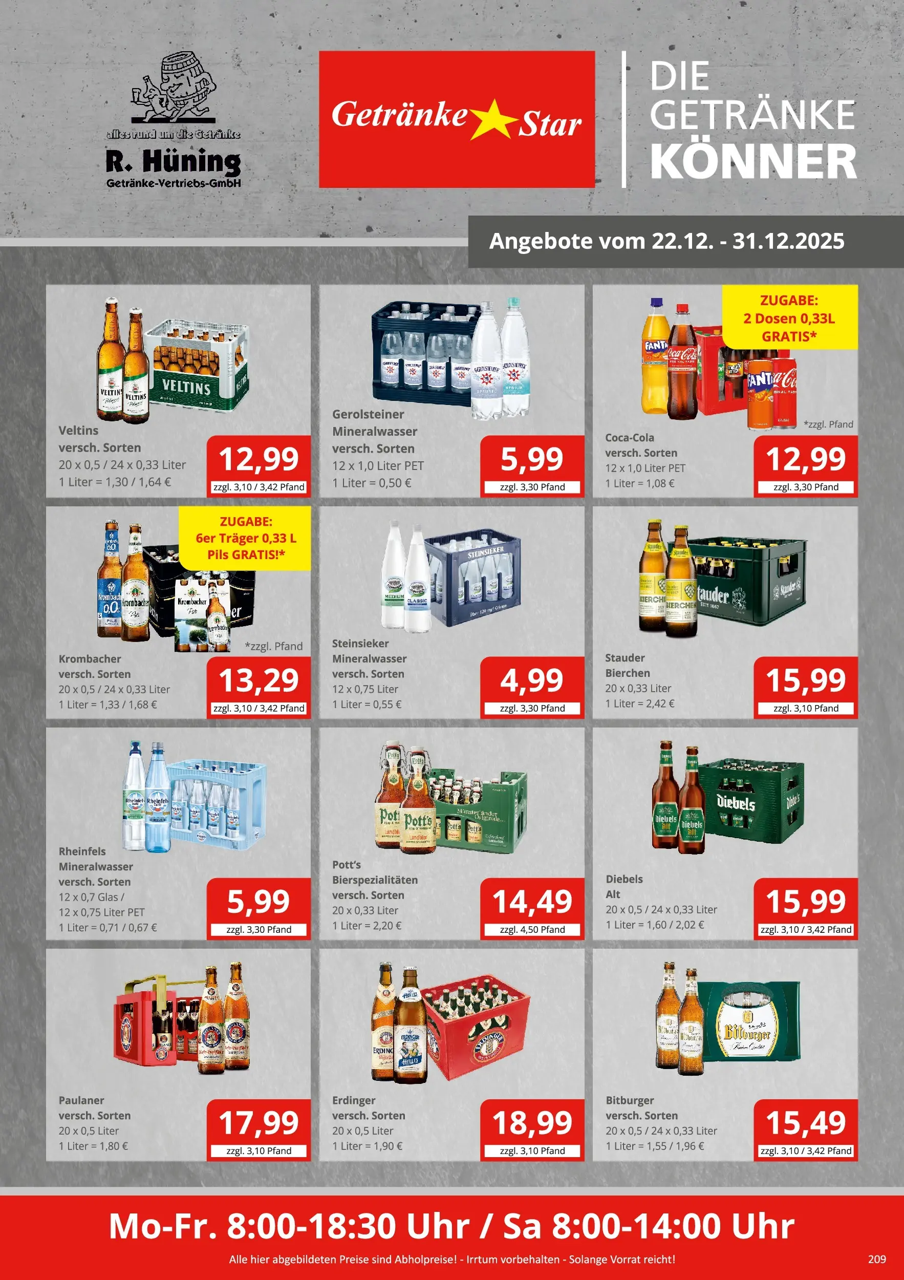 Entdecke - Getränke Star: Getränkeangebote (ab 21.12.2025) zum Blättern | Seite: 1 | Produkte: Erdinger, Burger, Krombacher, Gerolsteiner