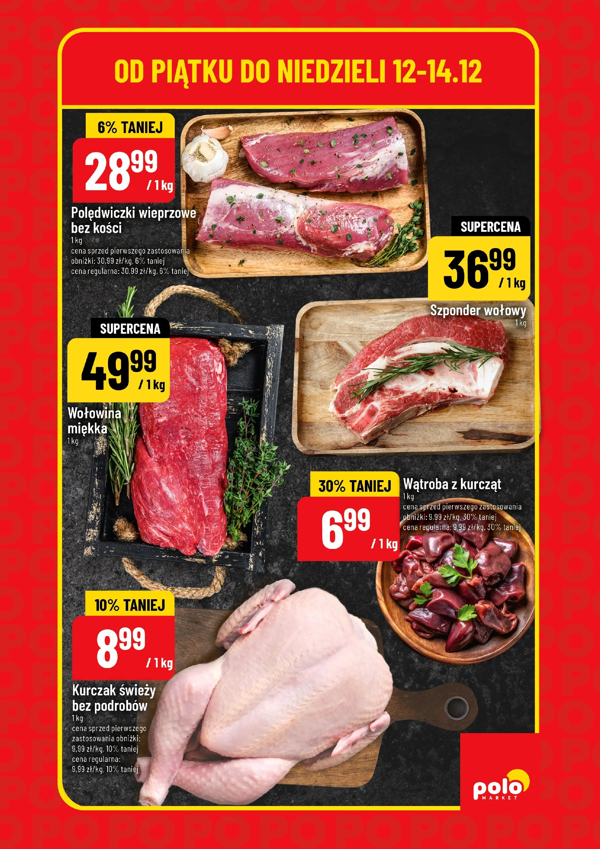 Nowa POLOmarket gazetka od jutra 12.12.2025 (PDF) | Strona: 3 | Produkty: Kurczak, Polędwiczki wieprzowe, Wołowina