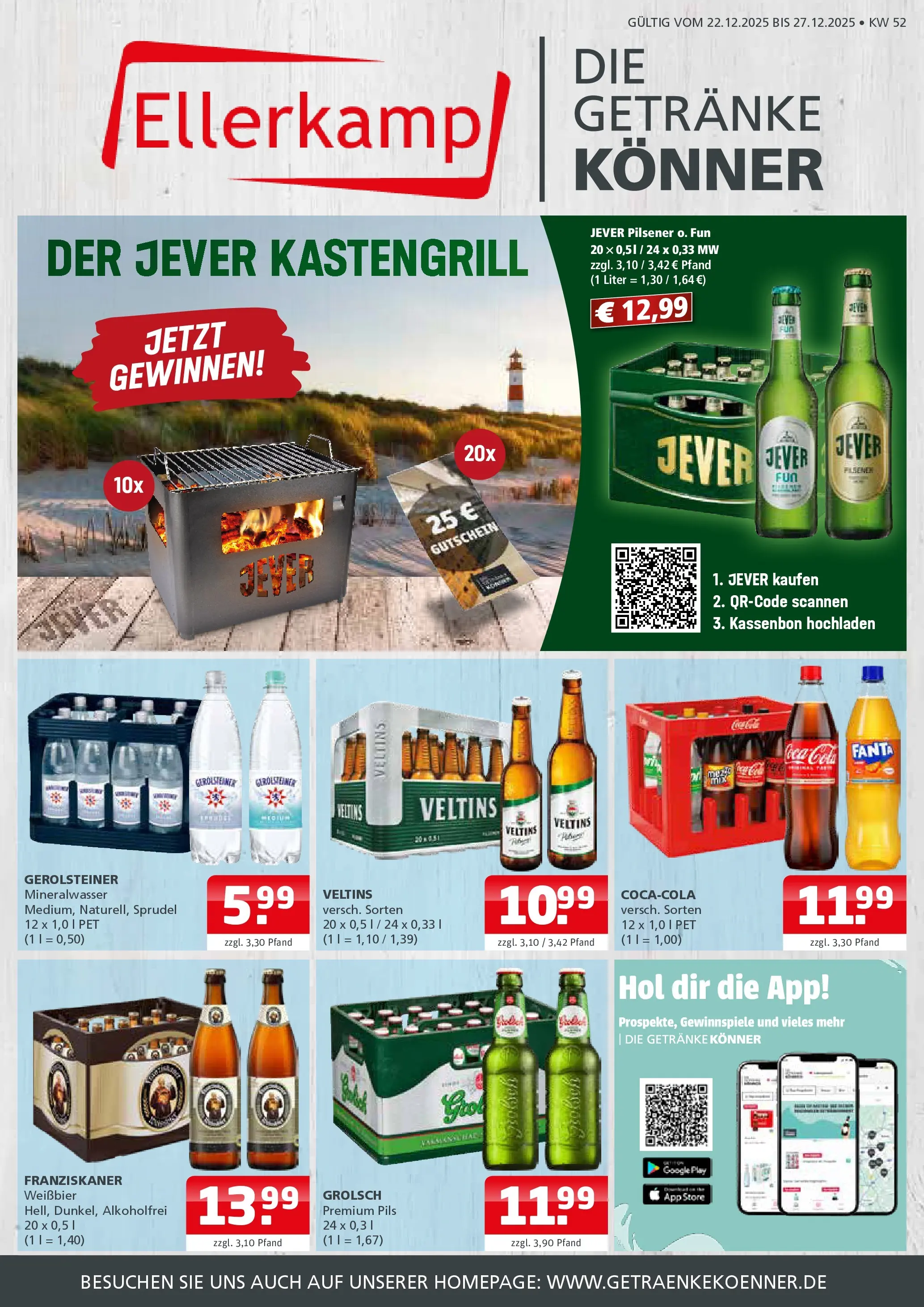 Entdecke - Getränke Ellerkamp: Getränkeangebote (ab 21.12.2025) zum Blättern | Seite: 1 | Produkte: Pils, Jever, Veltins, Gerolsteiner