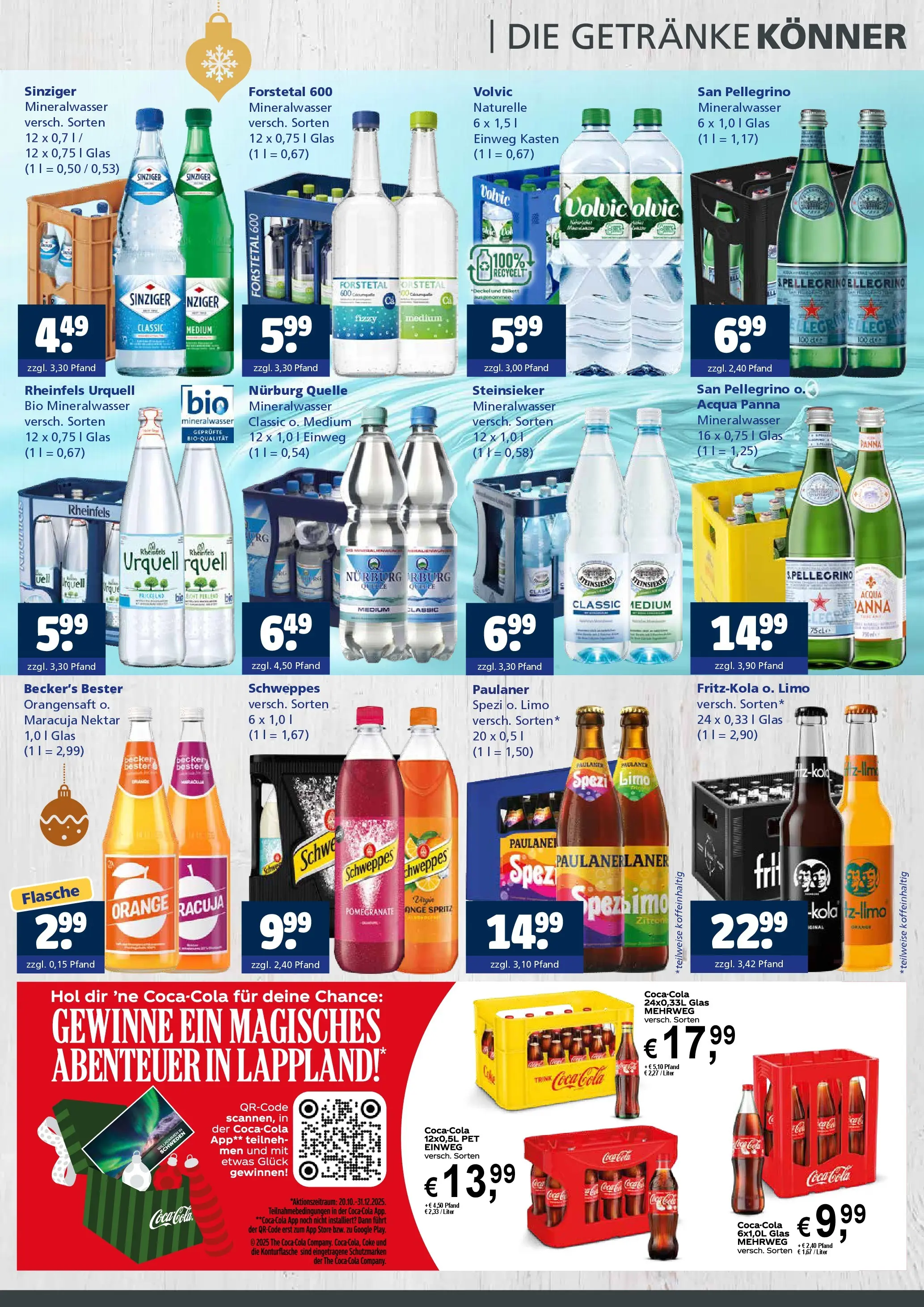 Entdecke - Getränkewelt HSE: Getränkeangebote (ab 21.12.2025) zum Blättern | Seite: 3 | Produkte: Cola, Orangensaft, Volvic, Paulaner