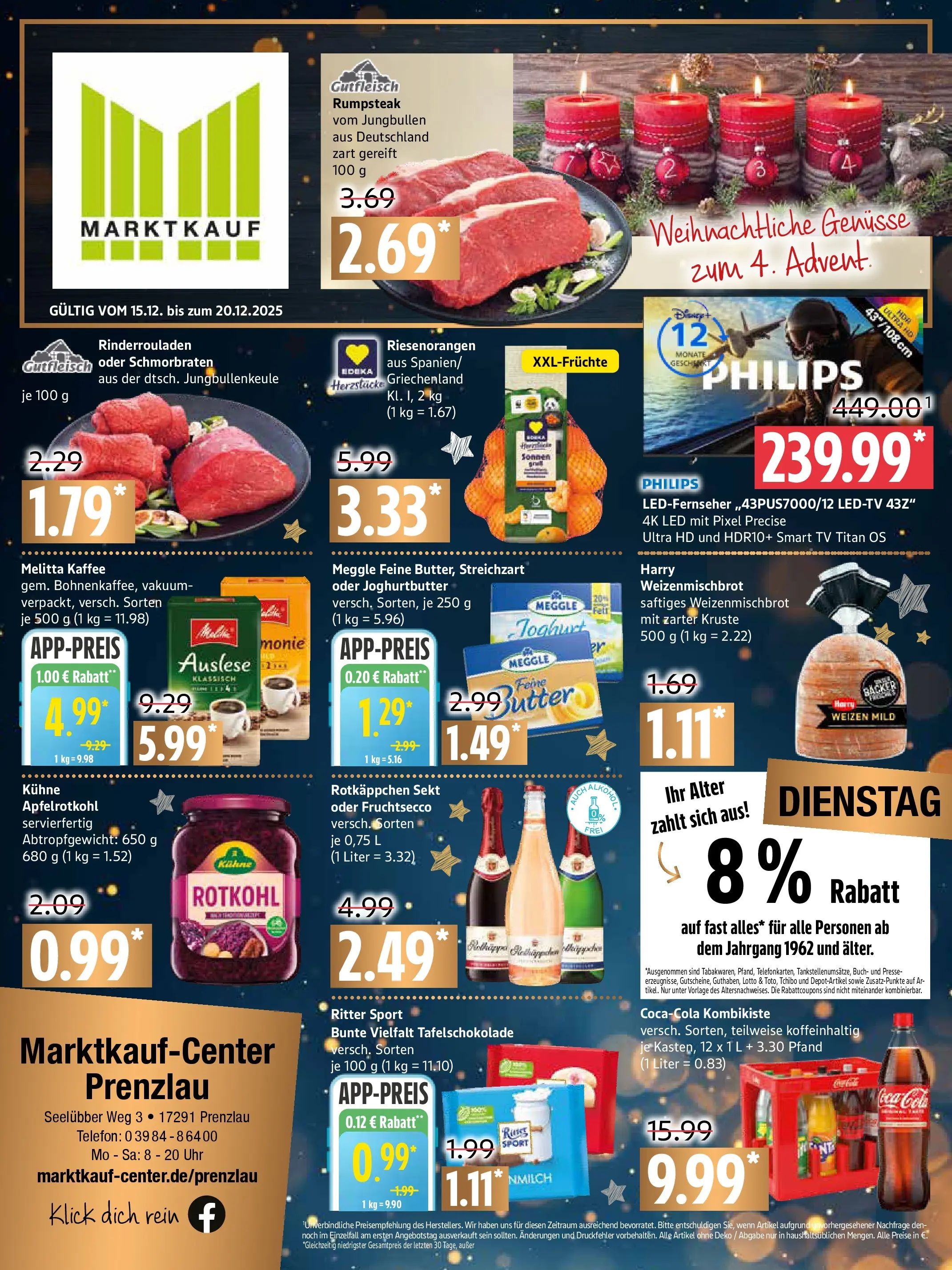 Edeka prospekt Prenzlau	 (ab 15.12.2025) » Angebote Online | Seite: 1 | Produkte: Rumpsteak, Smart TV, Rotkäppchen, Steak