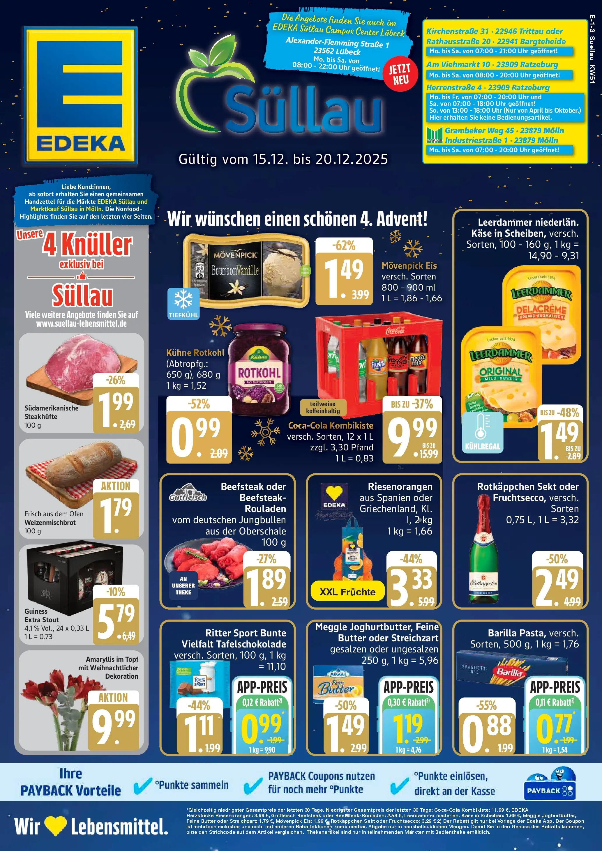 Edeka prospekt Ratzeburg	 (ab 15.12.2025) » Angebote Online | Seite: 1 | Produkte: Rotkohl, Sekt, Ritter sport, Leerdammer