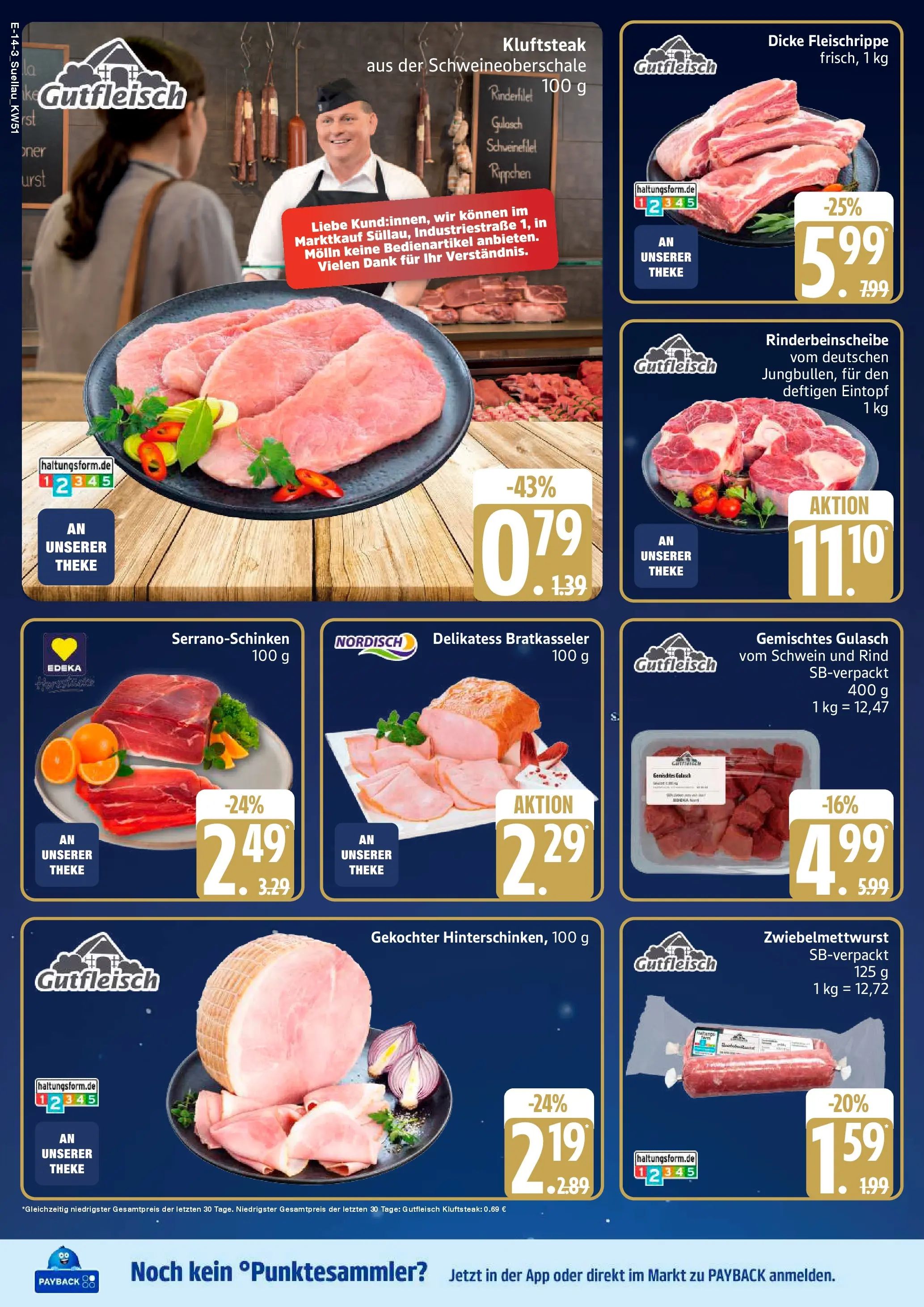 Edeka prospekt Ratzeburg	 (ab 15.12.2025) » Angebote Online | Seite: 16 | Produkte: Theke, Rinderfilet, Schweinefilet, Gulasch