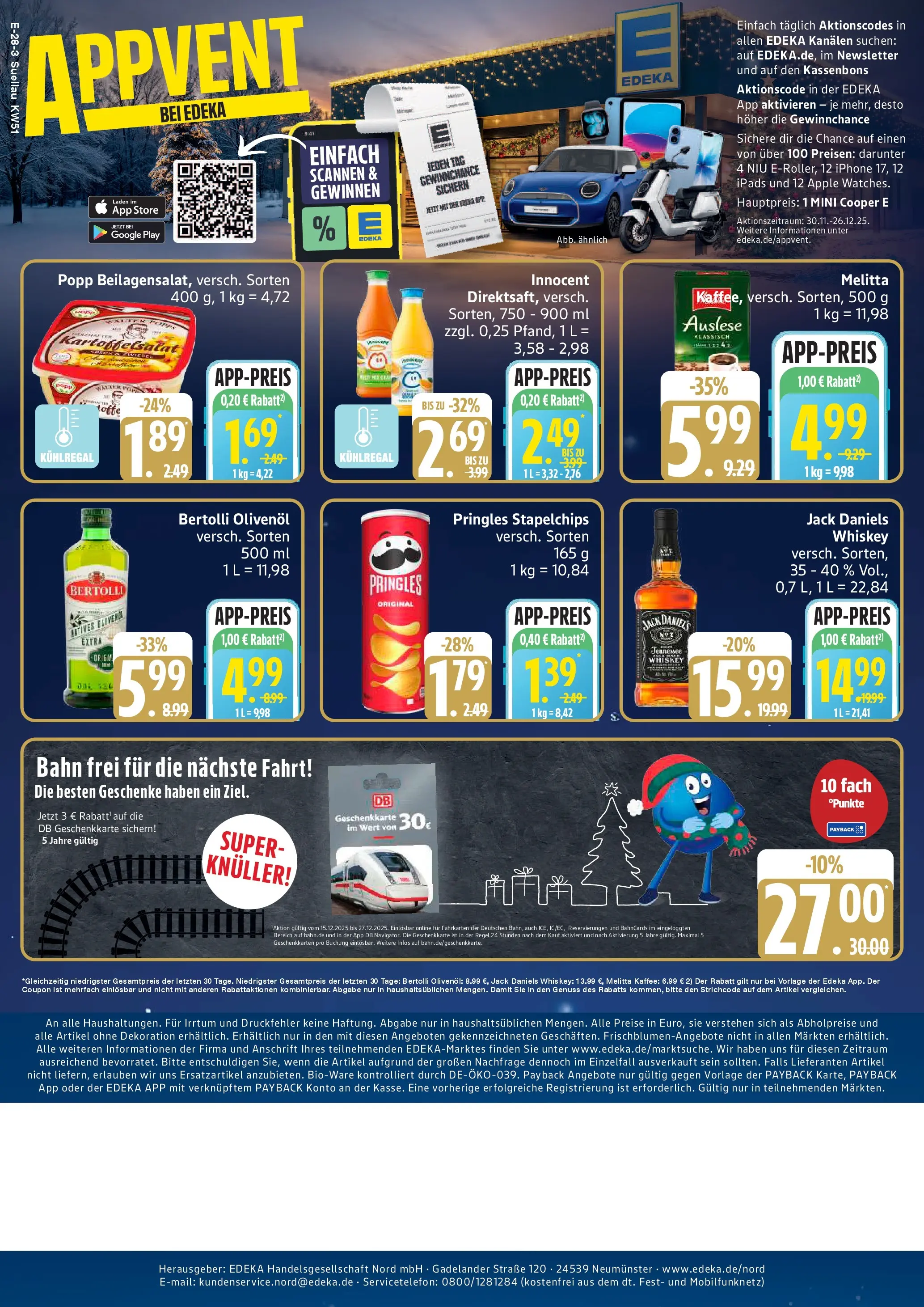 Edeka prospekt Ratzeburg	 (ab 15.12.2025) » Angebote Online | Seite: 33 | Produkte: Bertolli olivenol, Jack Daniel's, Chips, Whiskey