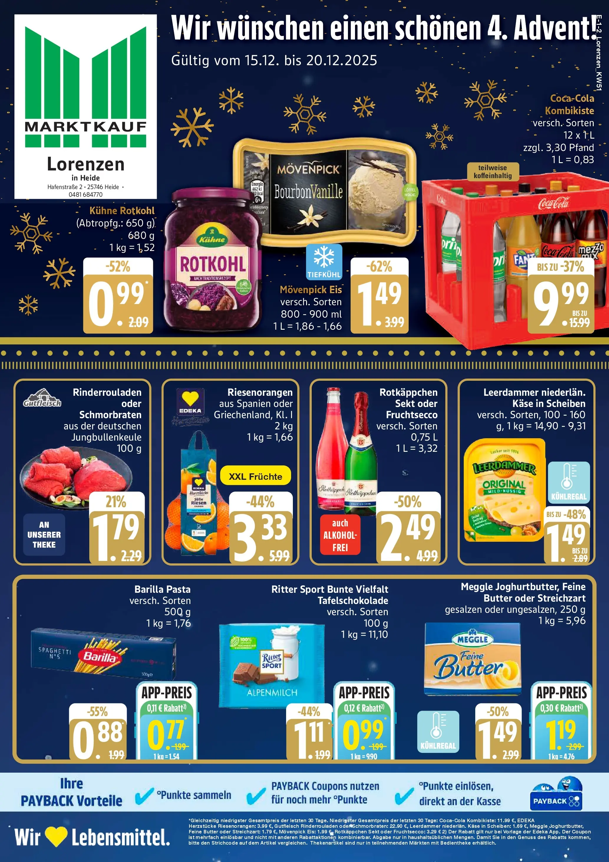 Edeka prospekt Heide	 (ab 15.12.2025) » Angebote Online | Seite: 1 | Produkte: Rinderrouladen, Butter, Barilla, Eis