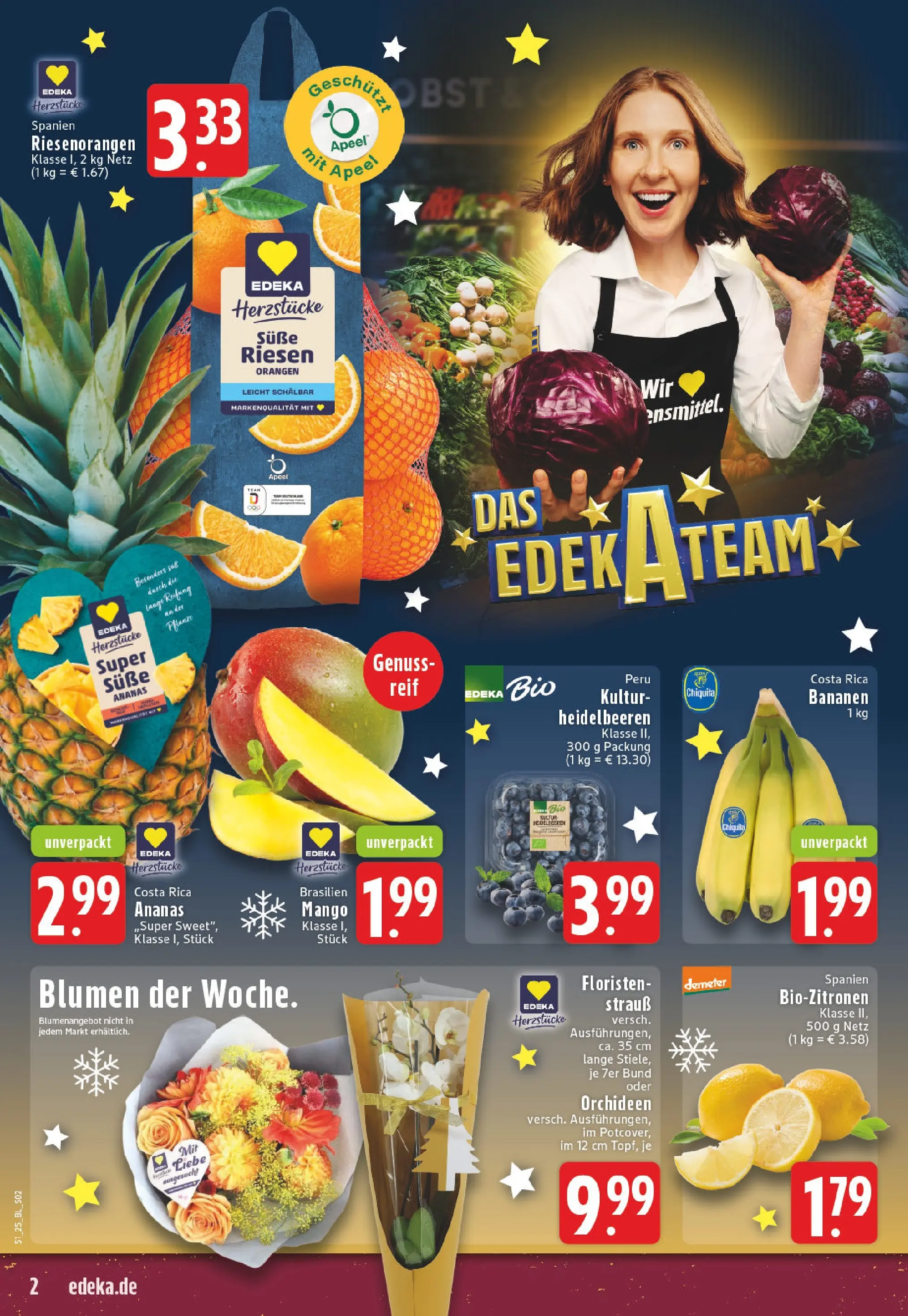 Edeka prospekt Bad Lippspringe	 (ab 14.12.2025) » Angebote Online | Seite: 2 | Produkte: Blumen, Bananen, Orangen, Ananas