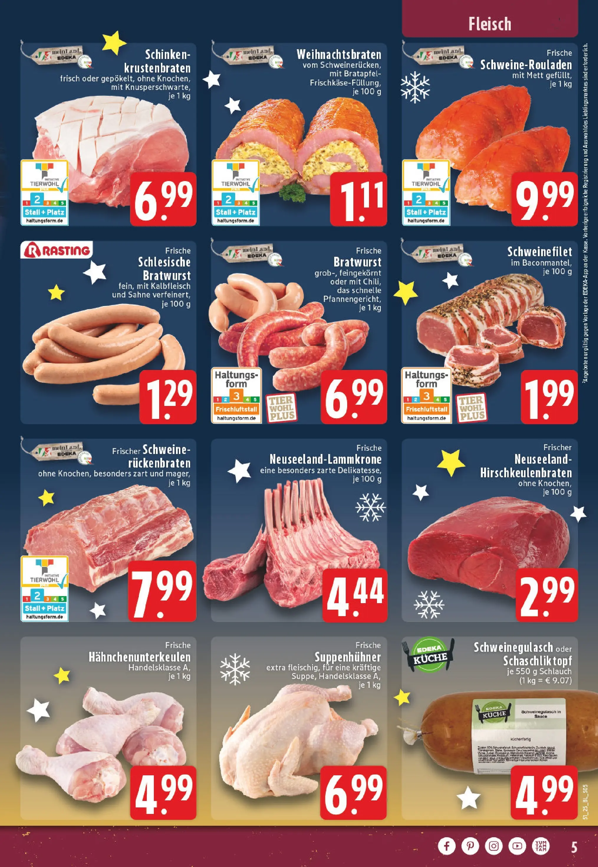 Edeka prospekt Bad Lippspringe	 (ab 14.12.2025) » Angebote Online | Seite: 5 | Produkte: Schweinegulasch, Bratwurst, Krustenbraten, Sahne