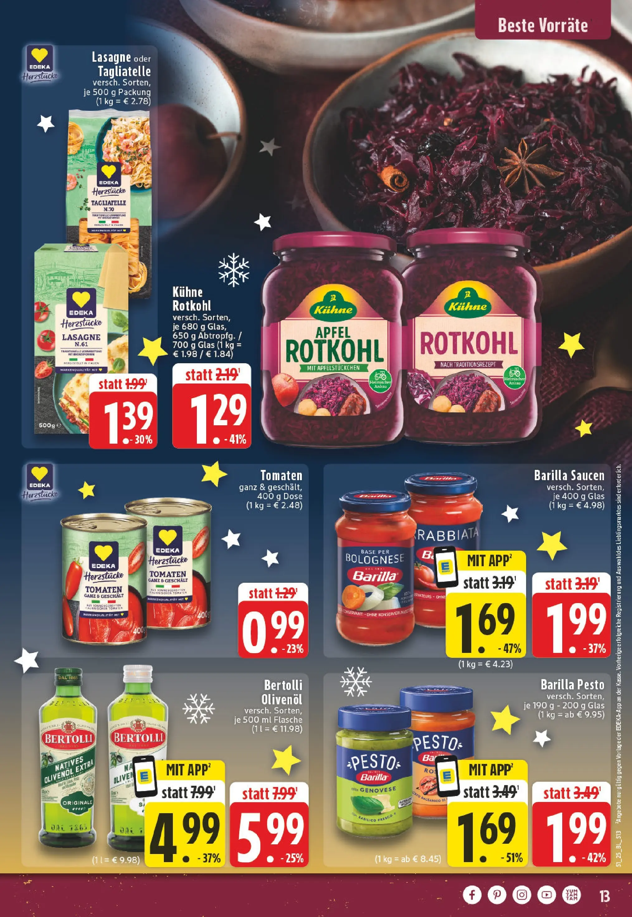 Edeka prospekt Bad Lippspringe	 (ab 14.12.2025) » Angebote Online | Seite: 13 | Produkte: Rotkohl, Olivenol, Äpfel, Bertolli olivenol