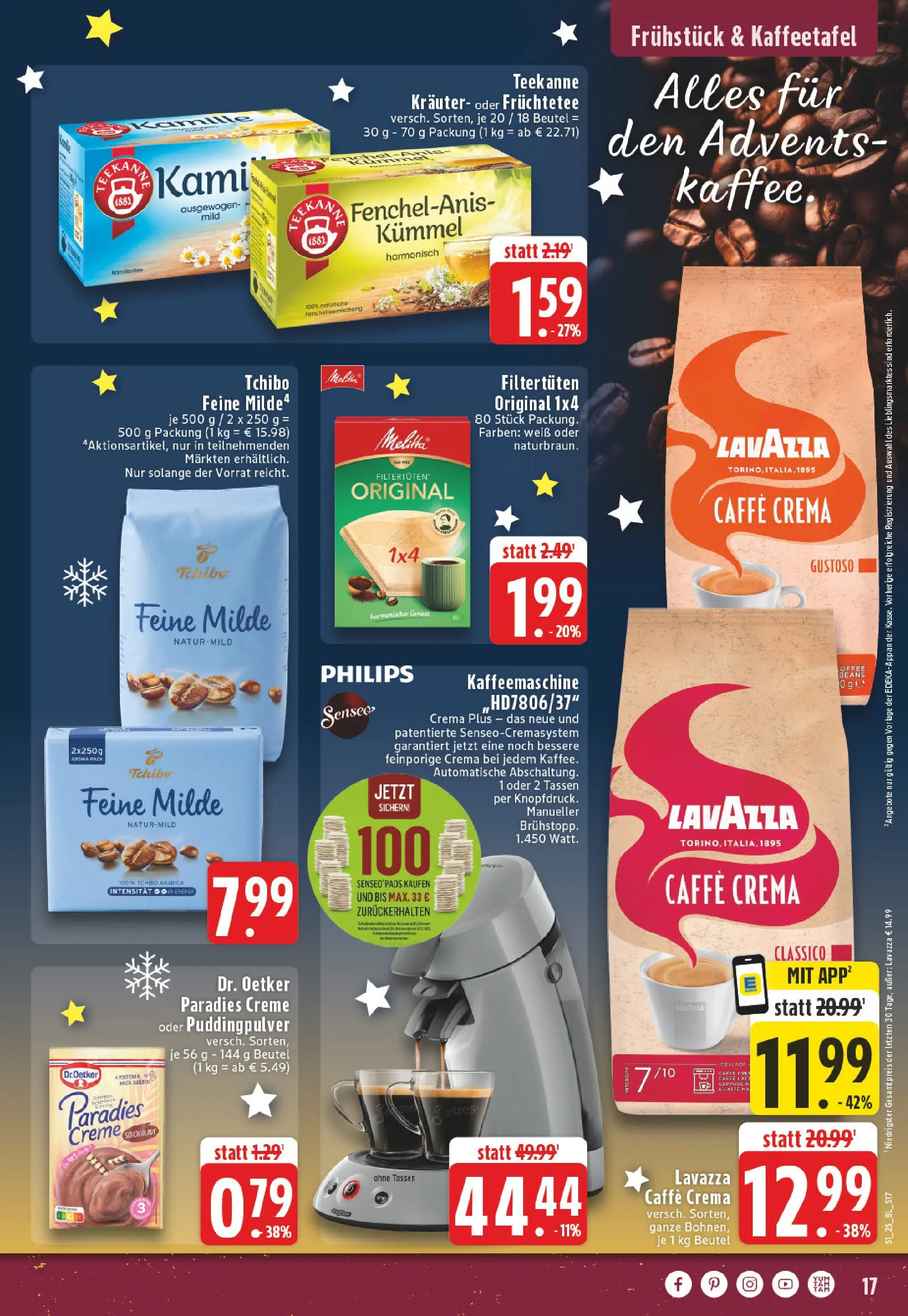 Edeka prospekt Bad Lippspringe	 (ab 14.12.2025) » Angebote Online | Seite: 17 | Produkte: Melitta, Kaffeemaschine, Kaffee, Teekanne