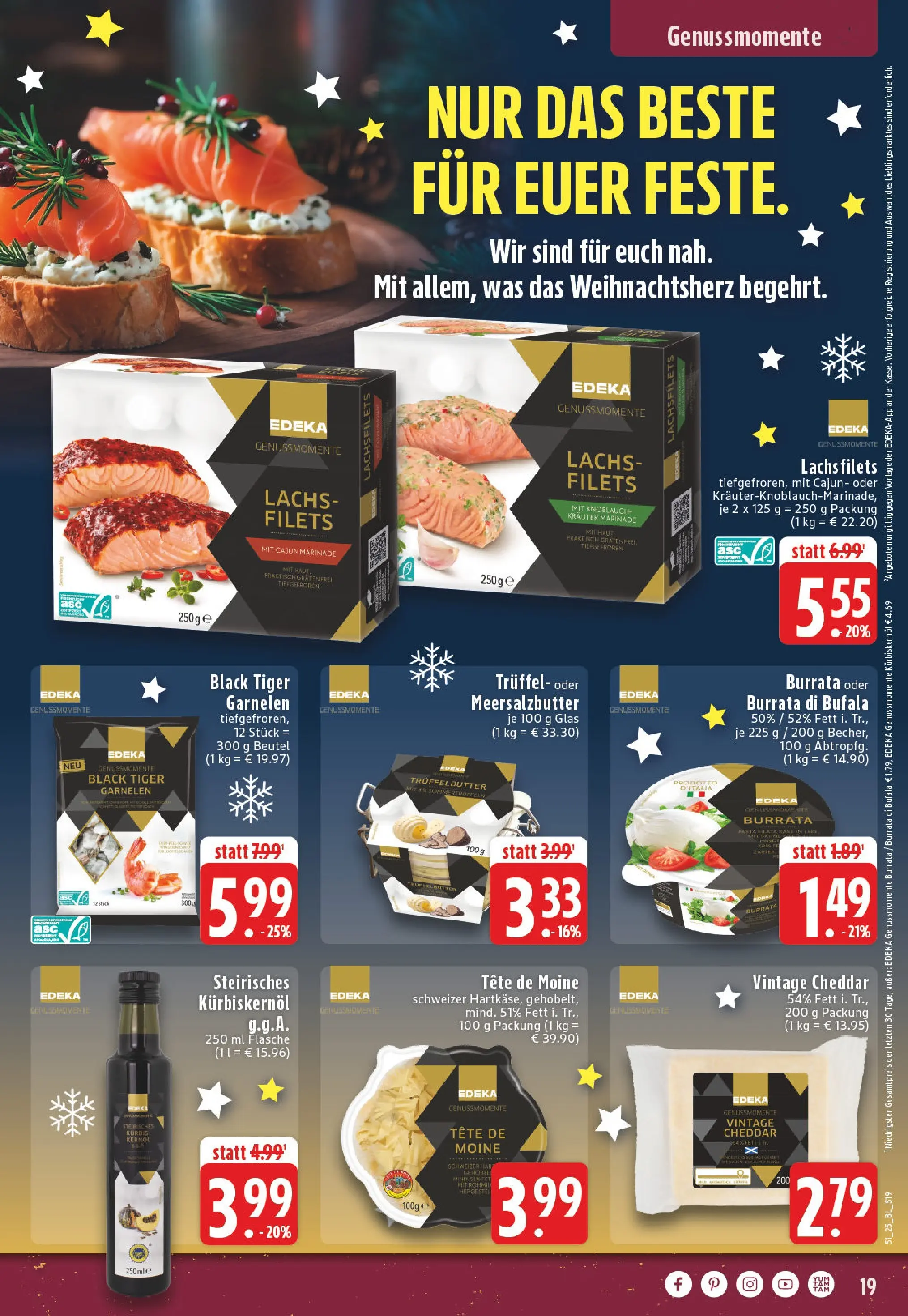 Edeka prospekt Bad Lippspringe	 (ab 14.12.2025) » Angebote Online | Seite: 19 | Produkte: Kürbiskernöl, Garnelen, Burrata, Tiger garnelen