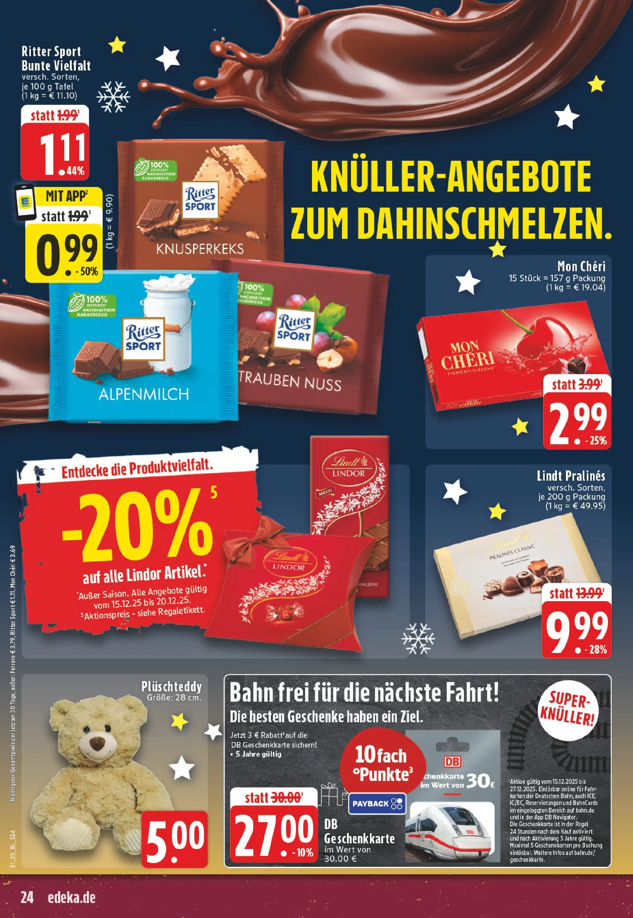 Edeka prospekt Bad Lippspringe	 (ab 14.12.2025) » Angebote Online | Seite: 24 | Produkte: Trauben, Ritter sport, Lindt, Mon cheri