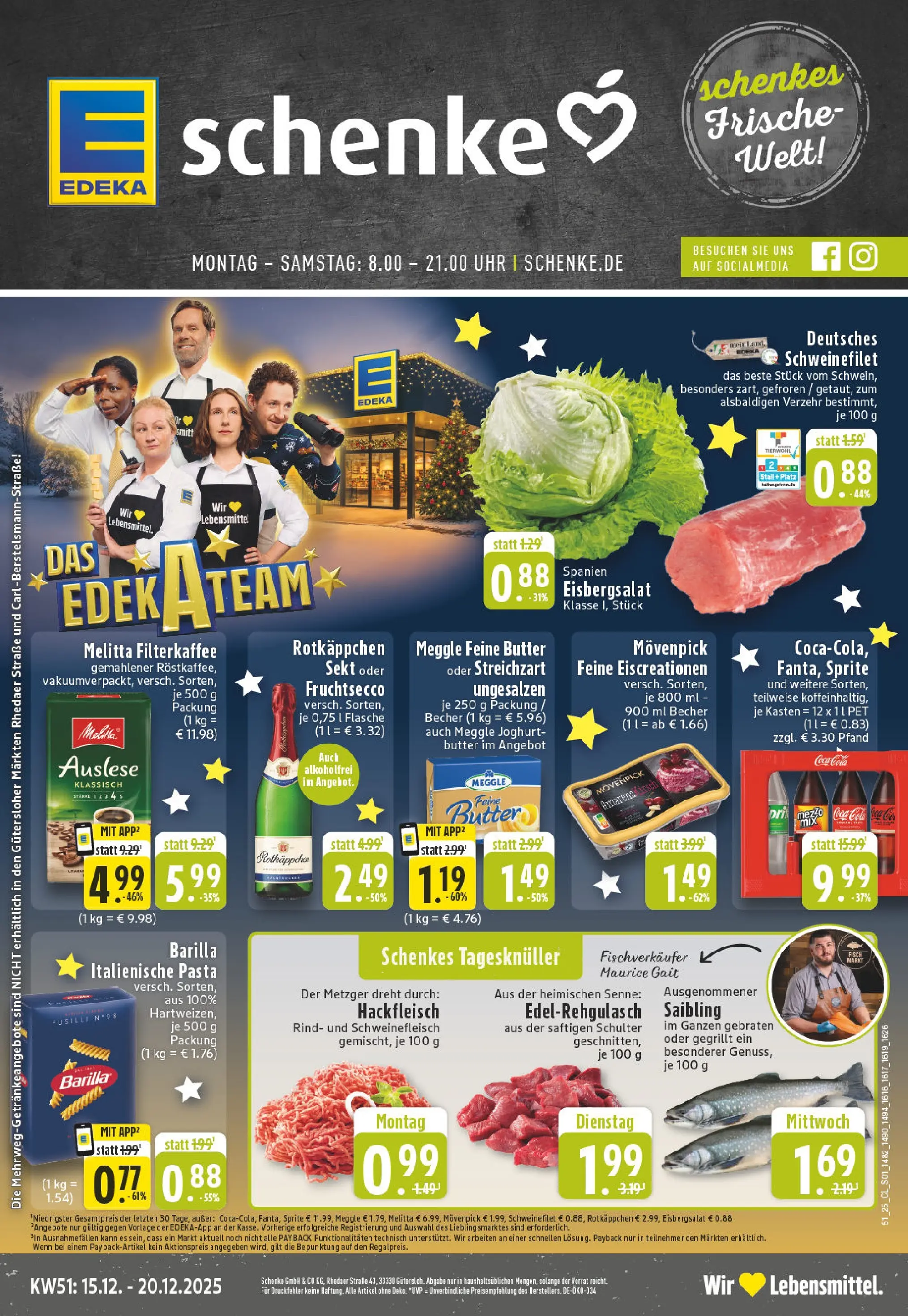 Edeka prospekt Gütersloh	 (ab 15.12.2025) » Angebote Online | Seite: 1 | Produkte: Sprite, Cola, Schweinefilet, Uhr