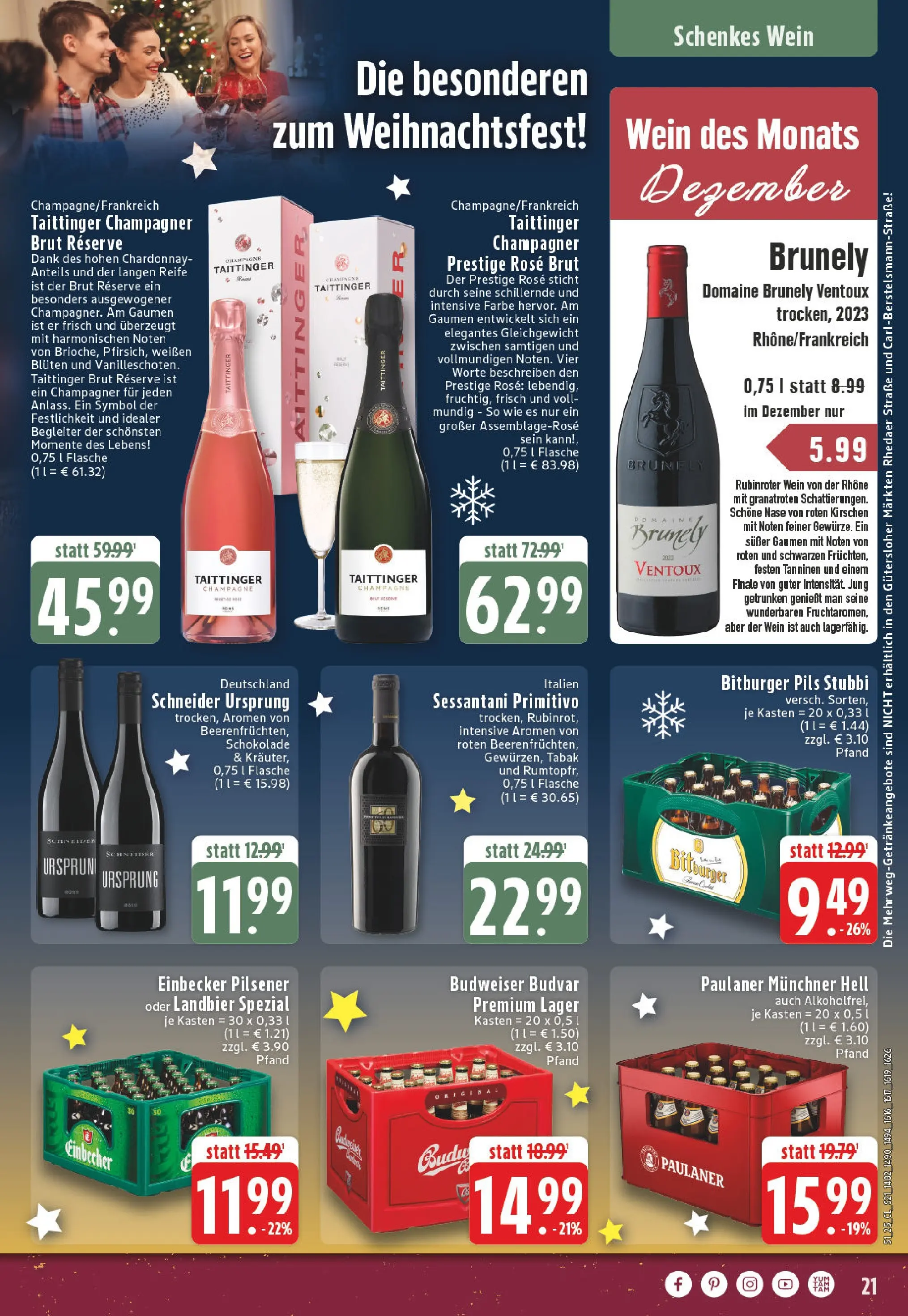 Edeka prospekt Gütersloh	 (ab 15.12.2025) » Angebote Online | Seite: 21 | Produkte: Bitburger, Schokolade, Kirschen, Wein