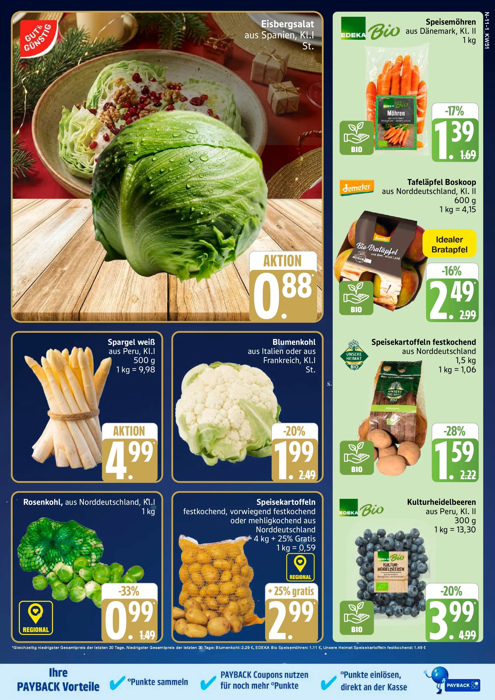 Edeka prospekt Cuxhaven	 (ab 14.12.2025) » Angebote Online | Seite: 11 | Produkte: Eisbergsalat, Spargel, Mohren, Blumenkohl