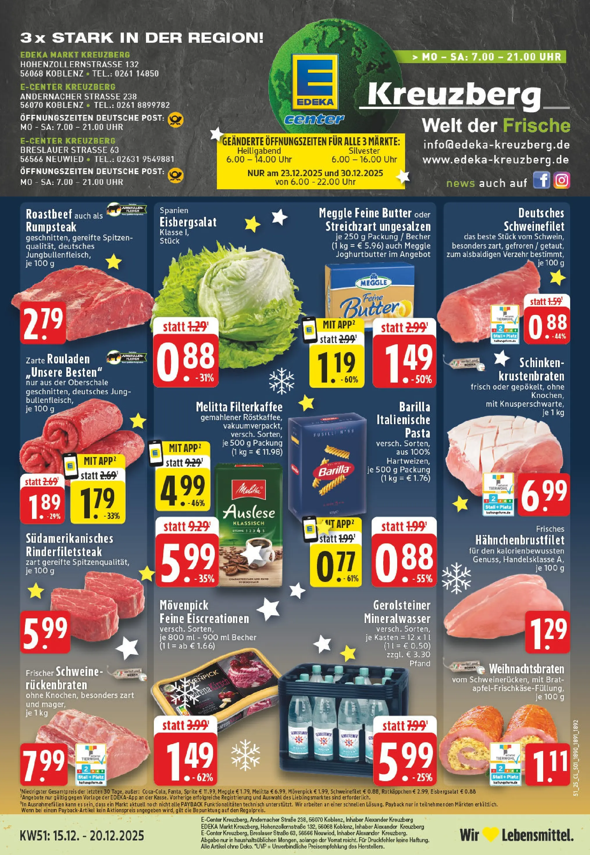 Edeka prospekt Koblenz	 (ab 15.12.2025) » Angebote Online | Seite: 1 | Produkte: Rumpsteak, Eisbergsalat, Rotkäppchen, Gerolsteiner
