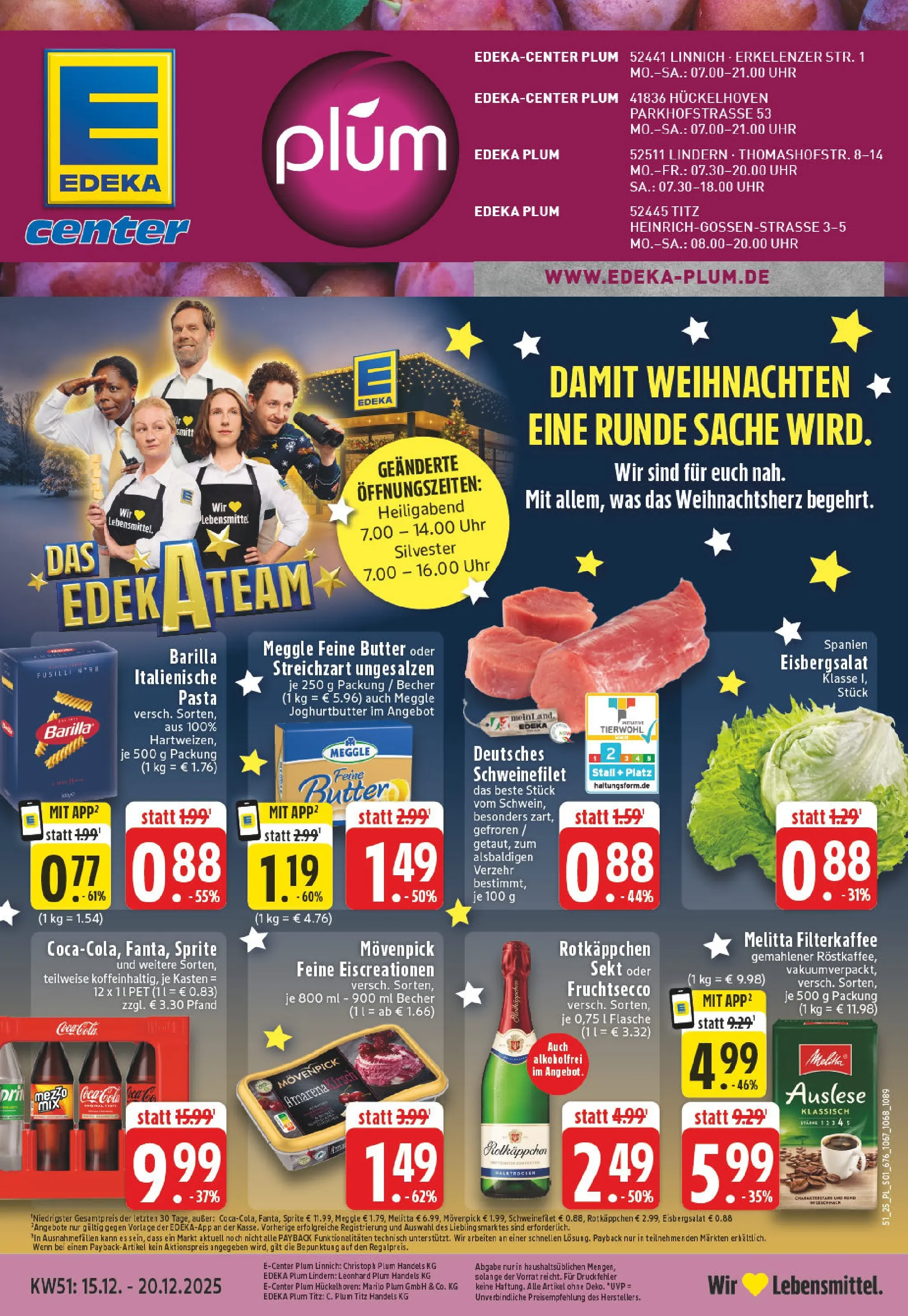 Edeka prospekt Linnich	 (ab 15.12.2025) » Angebote Online | Seite: 1 | Produkte: Rotkappchen sekt, Barilla, Sekt, Schweinefilet