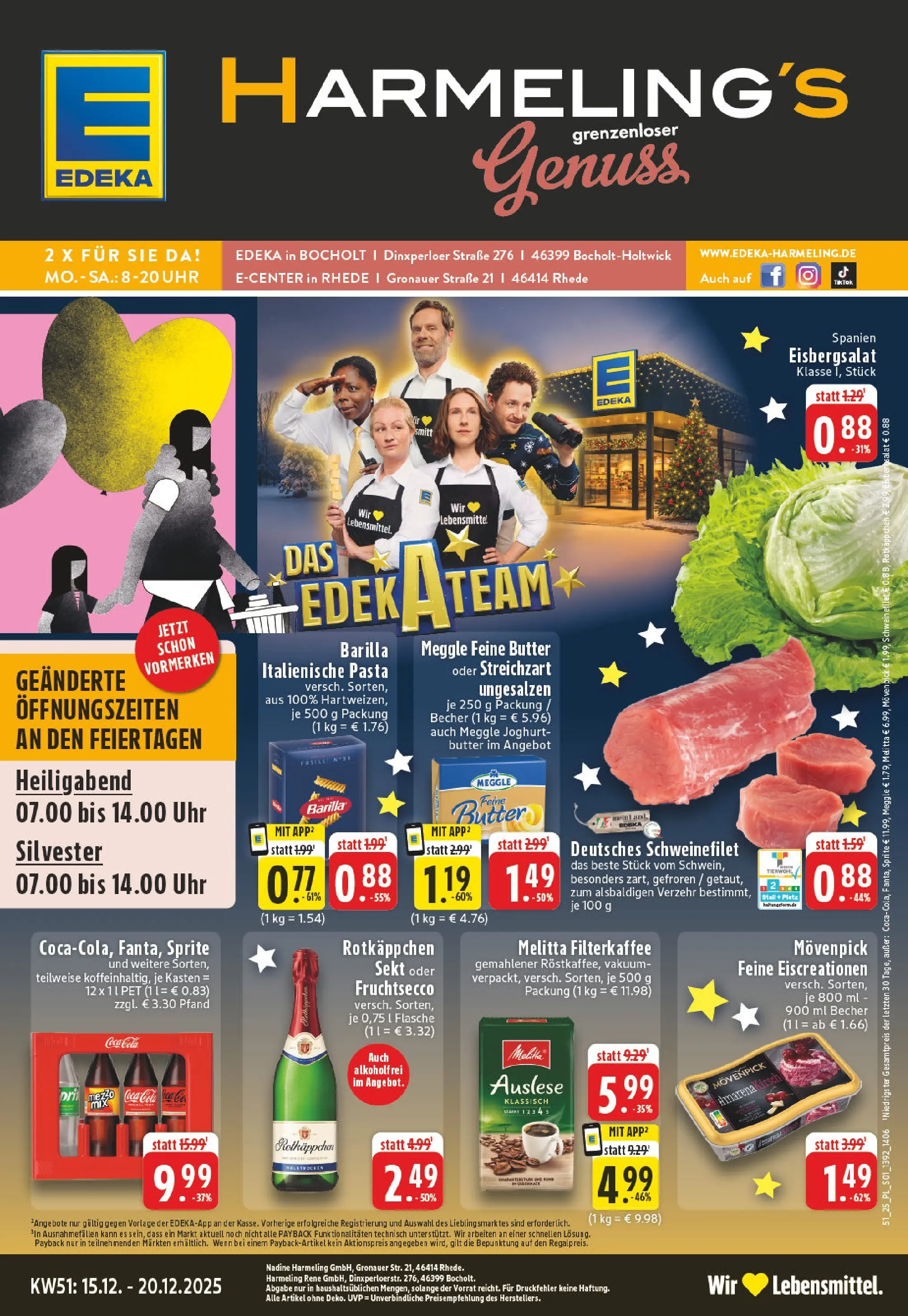 Edeka prospekt Bocholt - Holtwick	 (ab 15.12.2025) » Angebote Online | Seite: 1 | Produkte: Coca cola, Cola, Sekt, Pasta