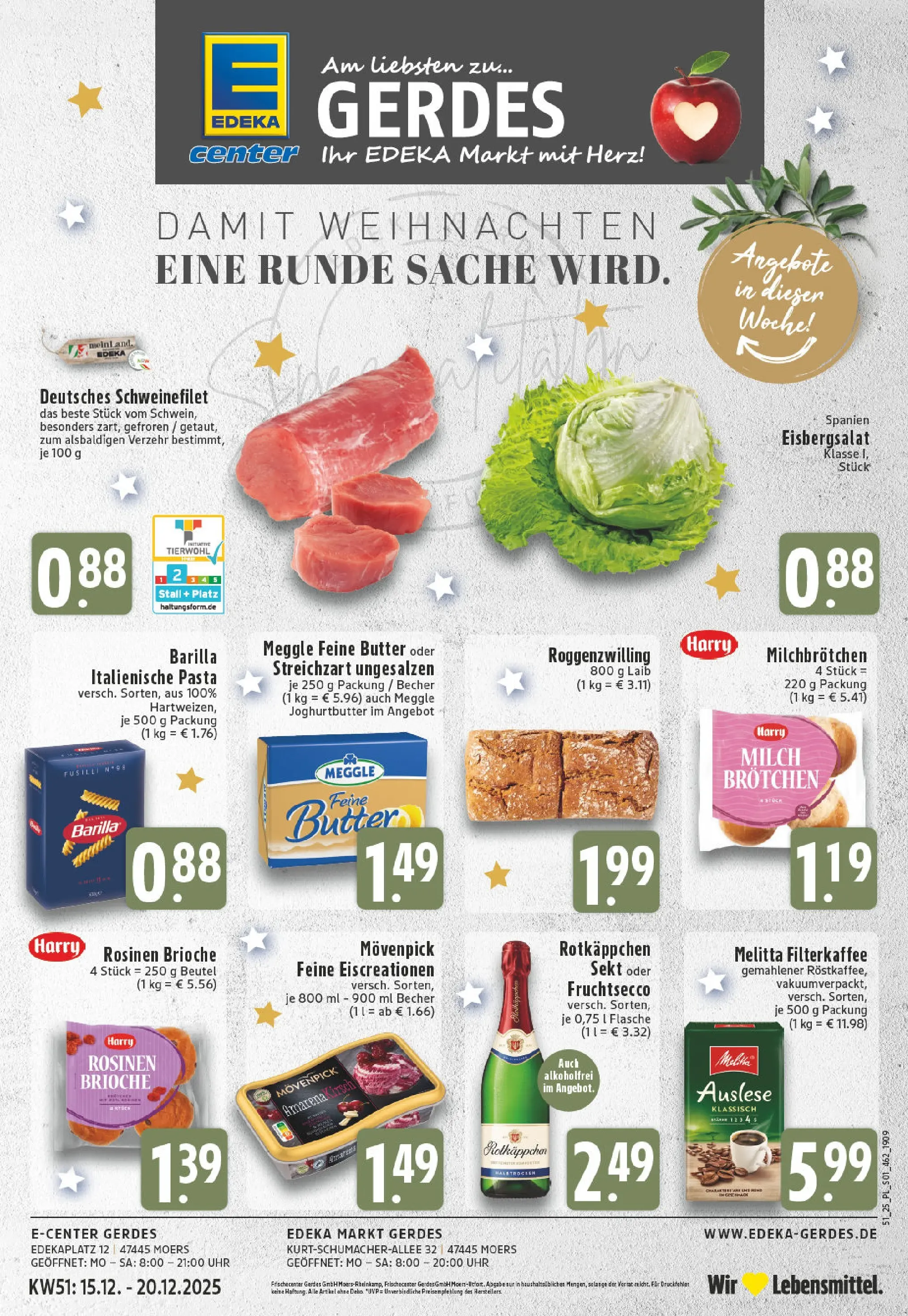 Edeka prospekt Moers-Rheinkamp	 (ab 15.12.2025) » Angebote Online | Seite: 1 | Produkte: Rotkappchen sekt, Melitta, Barilla, Eisbergsalat