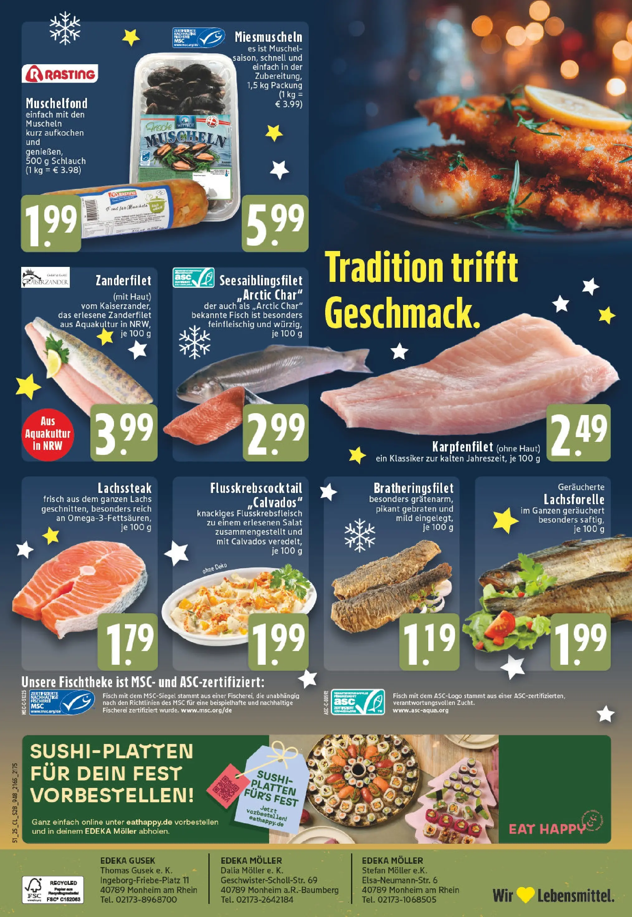 Edeka prospekt Monheim Am Rhein	 (ab 15.12.2025) » Angebote Online | Seite: 30 | Produkte: Fisch, Lachs, Steak, Salat