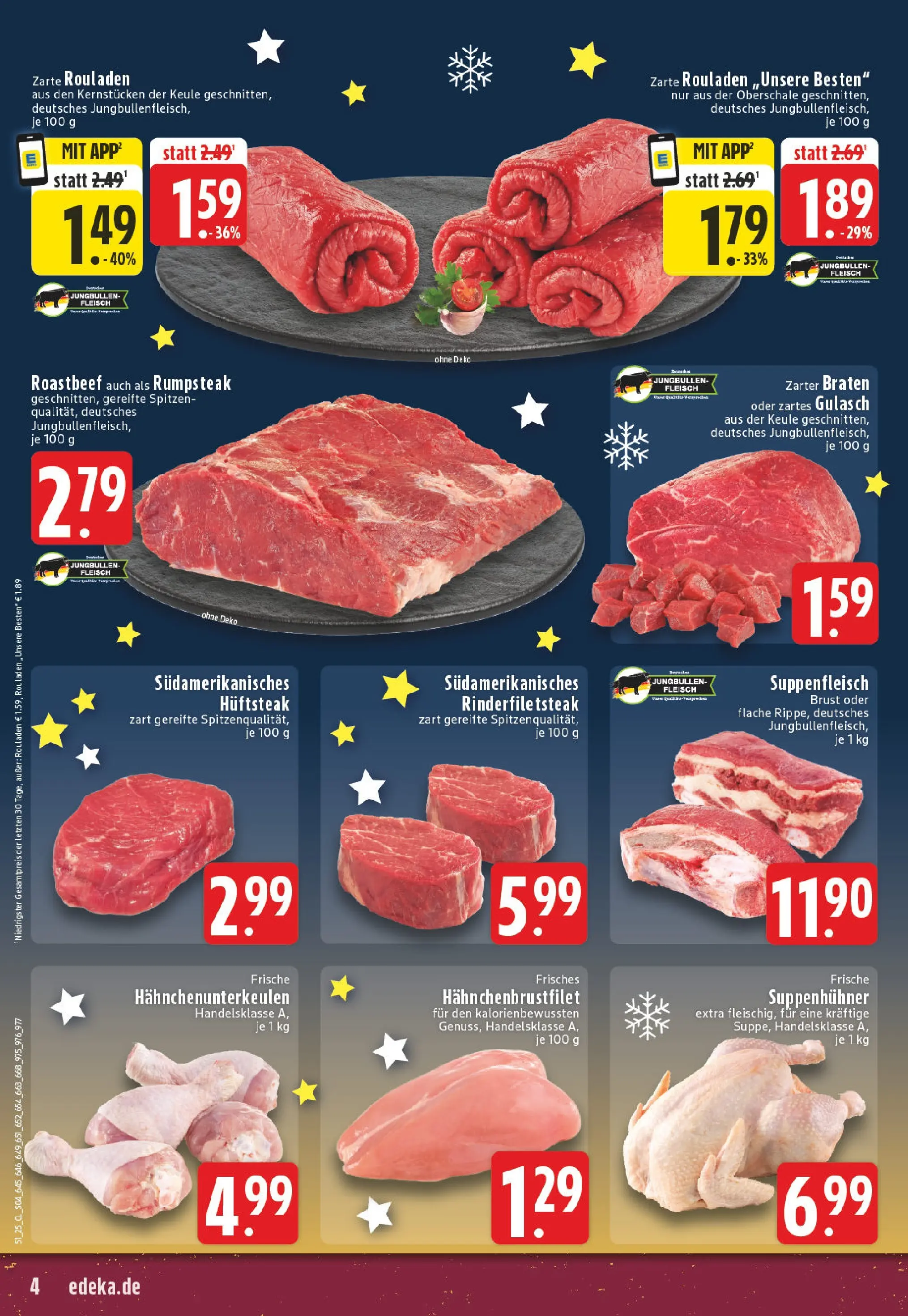 Edeka prospekt Düsseldorf - Bilk	 (ab 15.12.2025) » Angebote Online | Seite: 4 | Produkte: Rumpsteak, Suppenfleisch, Steak, Fleisch