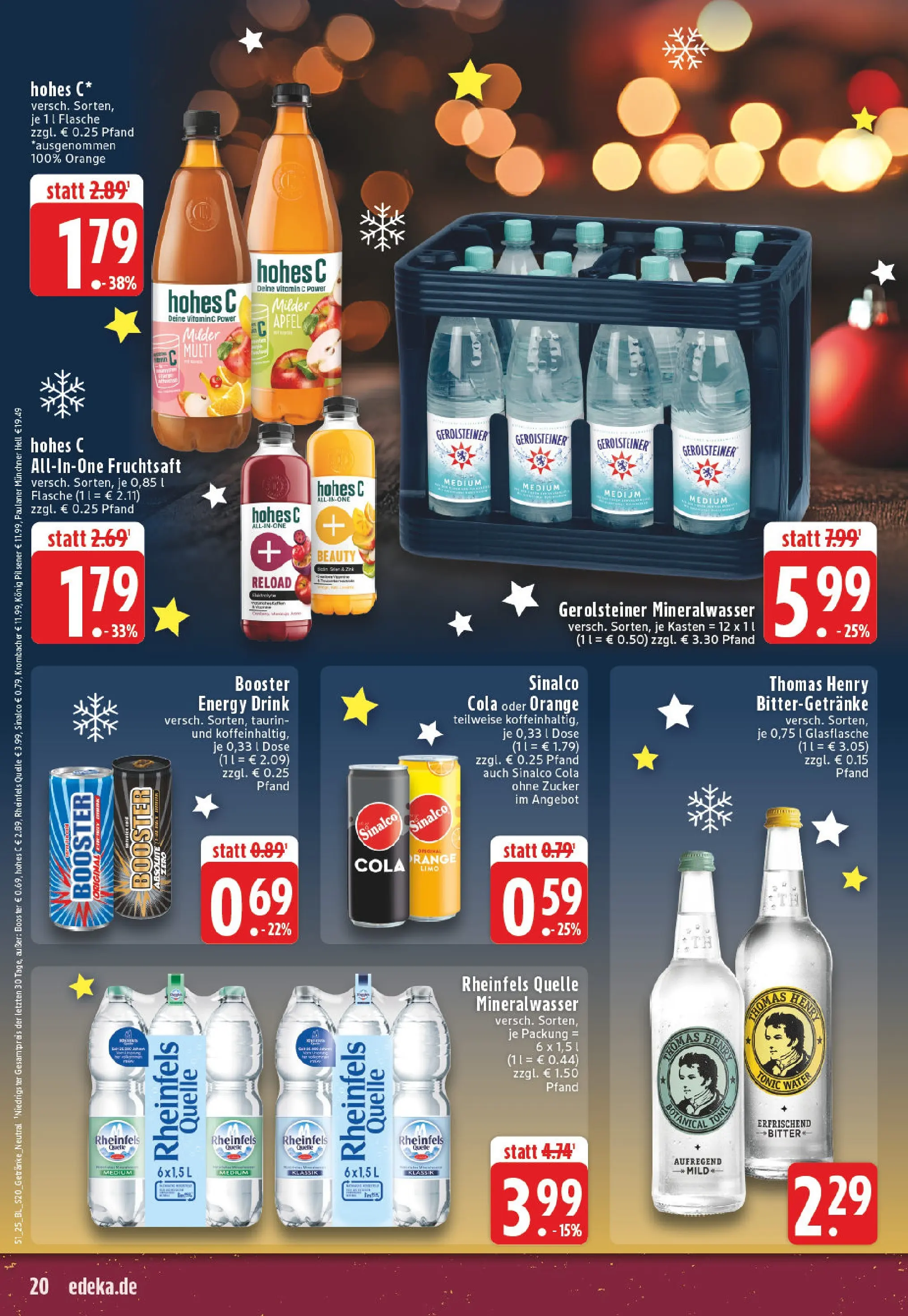 Edeka prospekt Winterberg-Zueschen	 (ab 15.12.2025) » Angebote Online | Seite: 20 | Produkte: Sinalco, Mineralwasser, Fruchtsaft, Paulaner