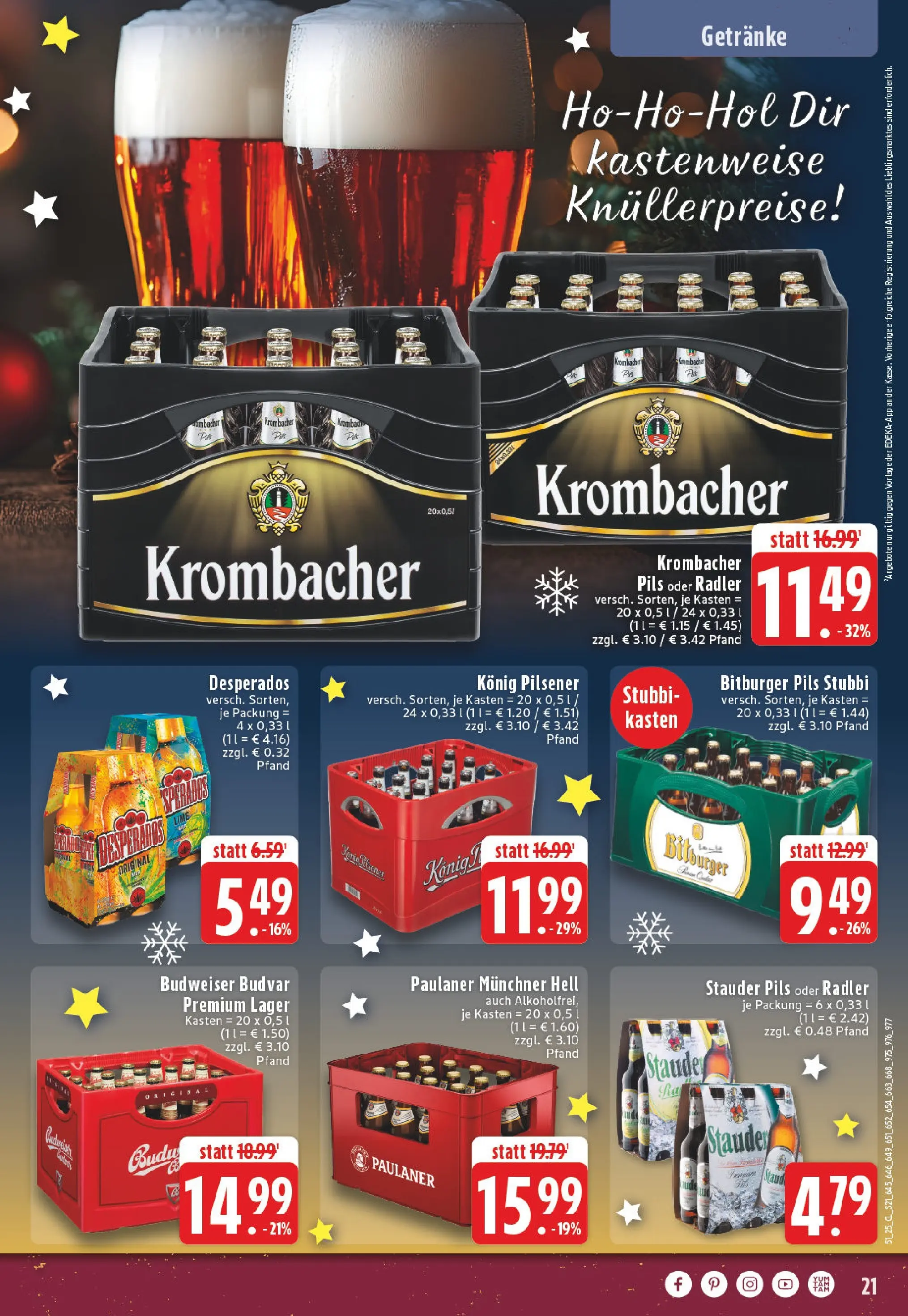 Edeka prospekt Düsseldorf - Bilk	 (ab 15.12.2025) » Angebote Online | Seite: 21 | Produkte: Bitburger, Pils, Burger, Krombacher