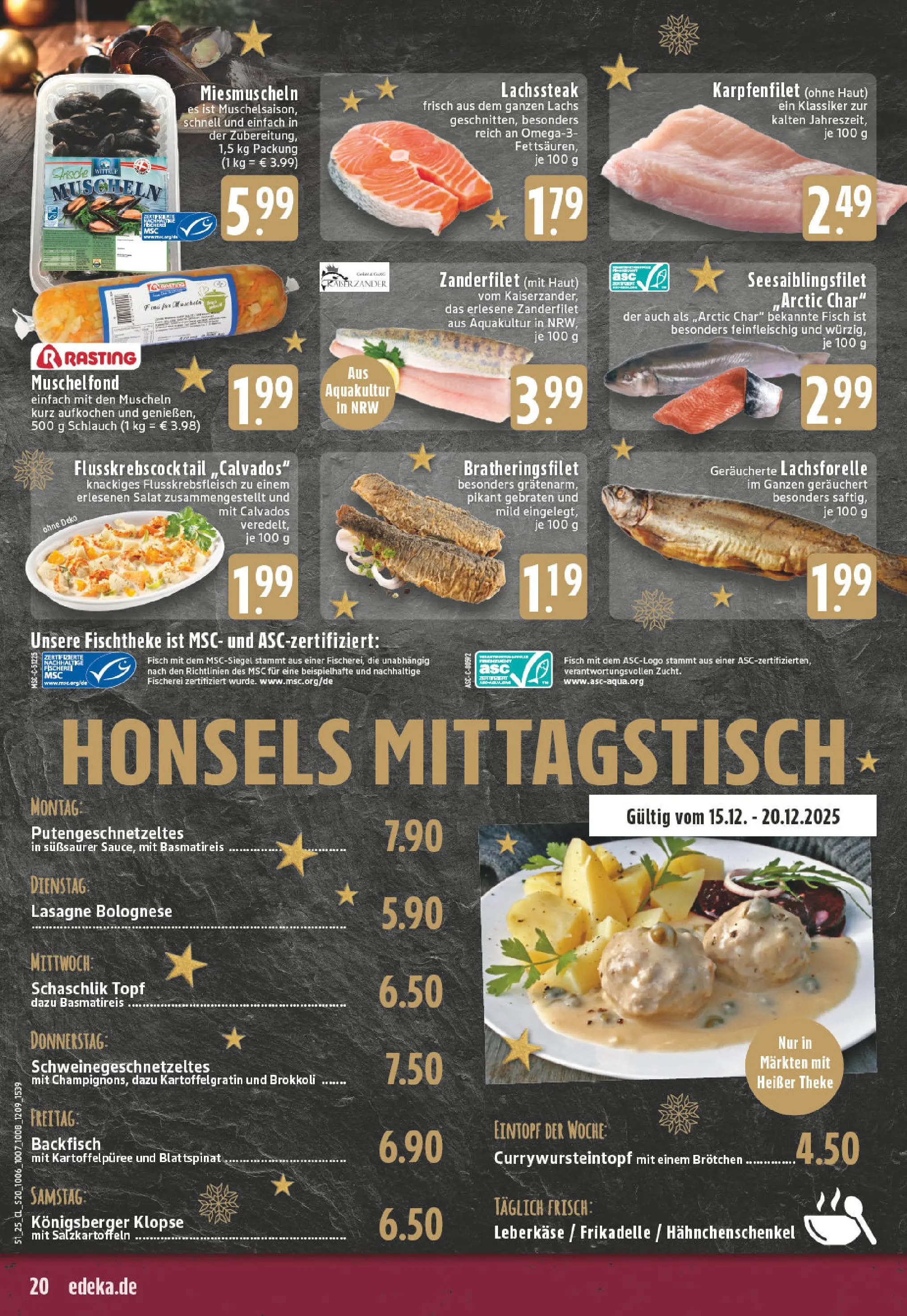 Edeka prospekt Dorsten	 (ab 15.12.2025) » Angebote Online | Seite: 20 | Produkte: Basmatireis, Hahnchenschenkel, Lachs, Steak