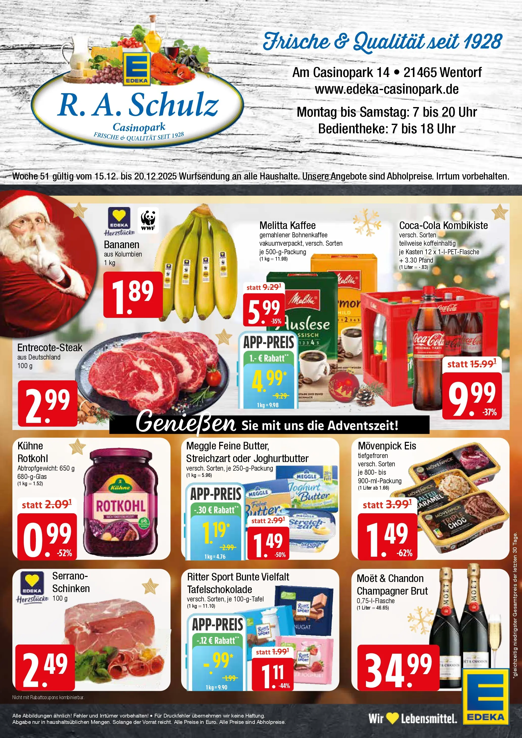 Edeka prospekt Wentorf	 (ab 15.12.2025) » Angebote Online | Seite: 1 | Produkte: Melitta kaffee, Rotkohl, Joghurt, Meggle butter