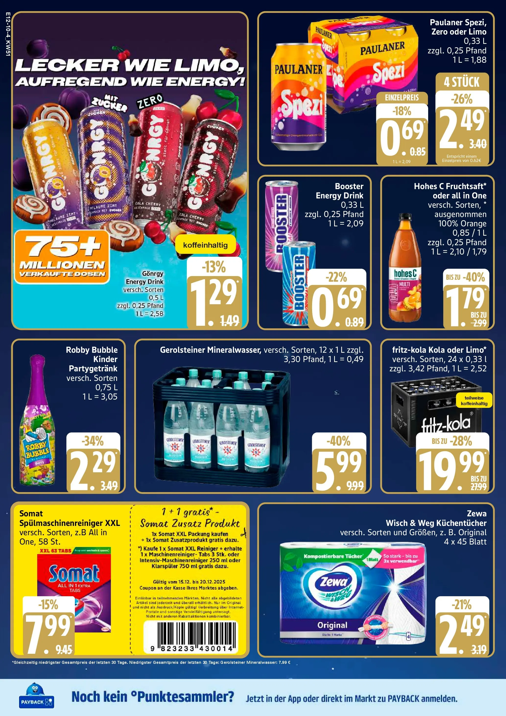 Edeka prospekt Rostock-Gehlsdorf	 (ab 15.12.2025) » Angebote Online | Seite: 10 | Produkte: Zewa, Klarspüler, Hohes c, Gerolsteiner