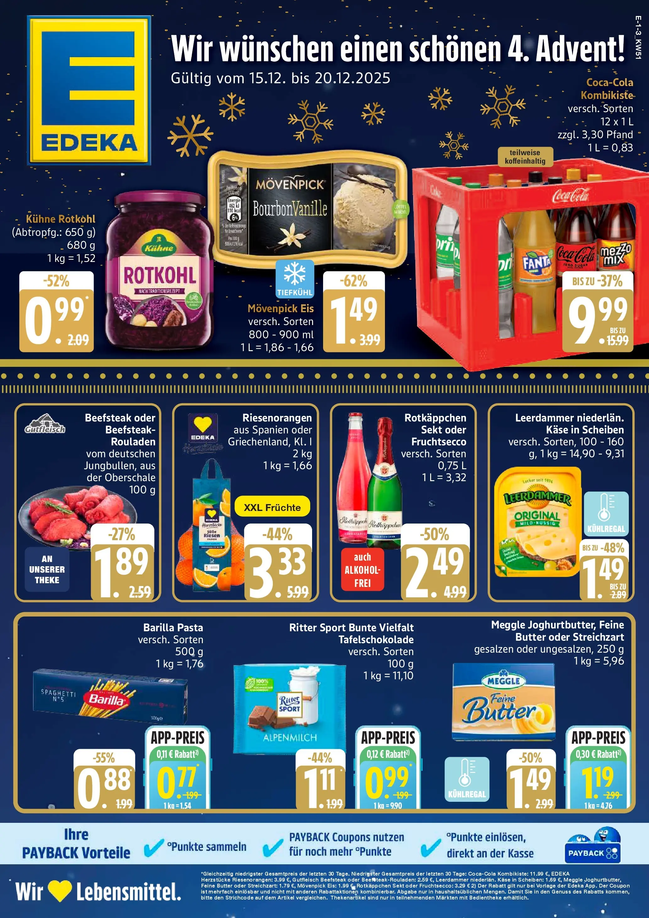 Edeka prospekt Bad Schwartau	 (ab 15.12.2025) » Angebote Online | Seite: 1 | Produkte: Rotkohl, Barilla, Ritter sport, Movenpick eis