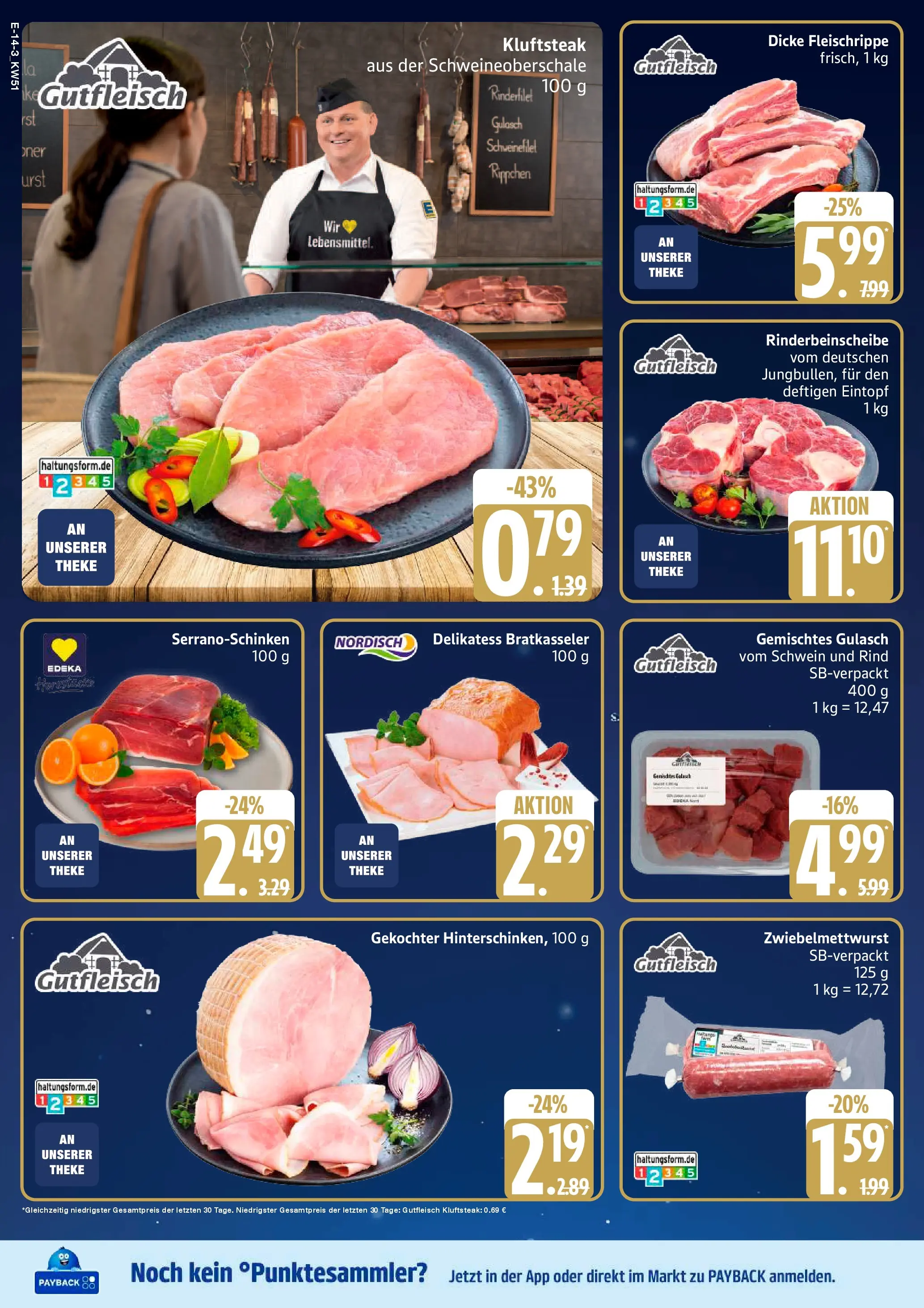 Edeka prospekt Bad Schwartau	 (ab 15.12.2025) » Angebote Online | Seite: 16 | Produkte: Theke, Rinderfilet, Schweinefilet, Gulasch