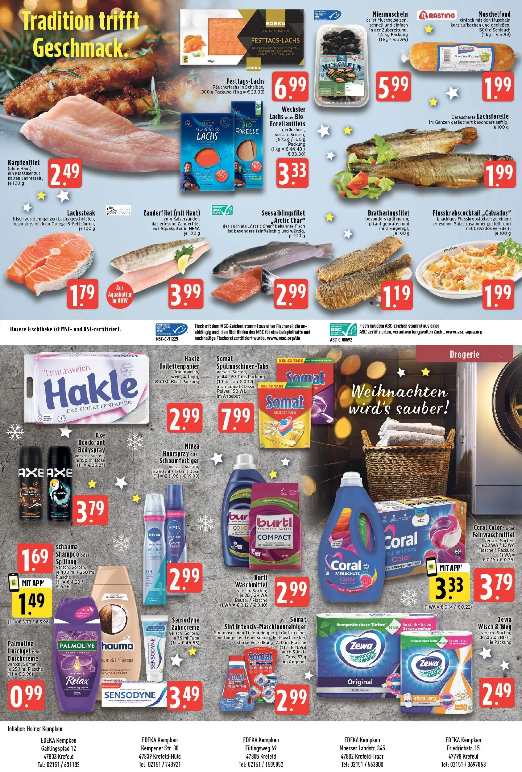 Edeka prospekt Krefeld	 (ab 15.12.2025) » Angebote Online | Seite: 8 | Produkte: Duschgel, Fisch, Deodorant, Spülmaschinentabs